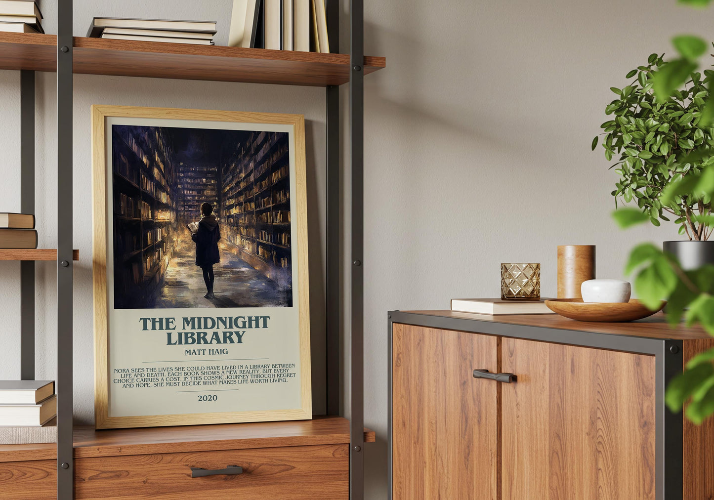 The Midnight Library by Matt Haig | Descriptive Book Poster | Modern