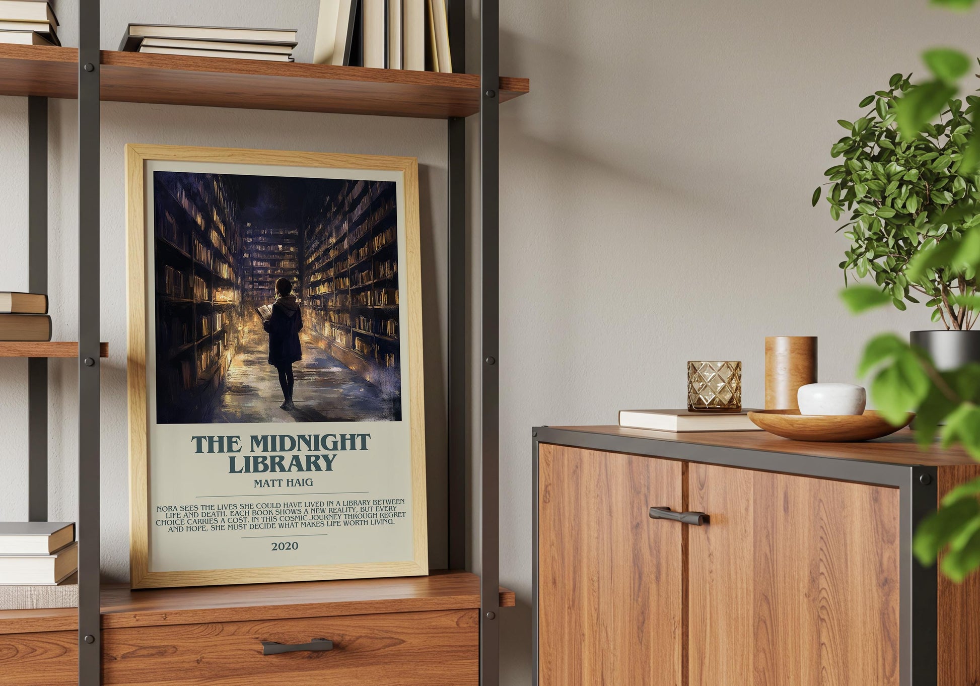 The Midnight Library by Matt Haig | Descriptive Book Poster | Modern