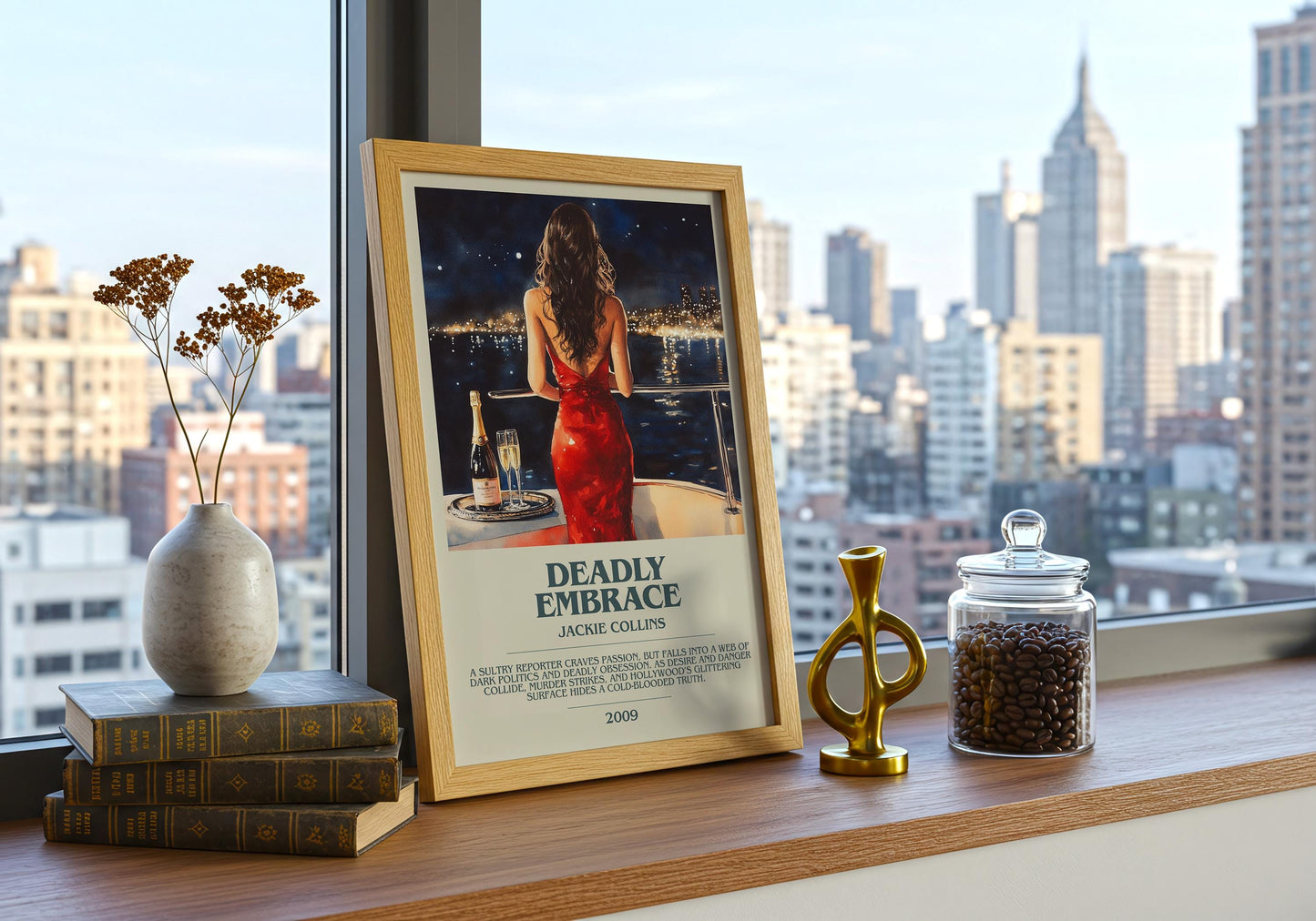 Deadly Embrace by Jackie Collins | Descriptive Book Poster | Modern