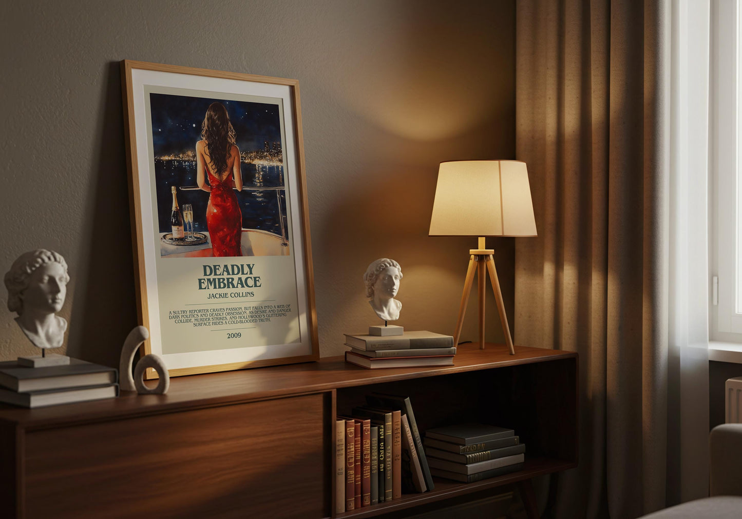 Deadly Embrace by Jackie Collins | Descriptive Book Poster | Modern