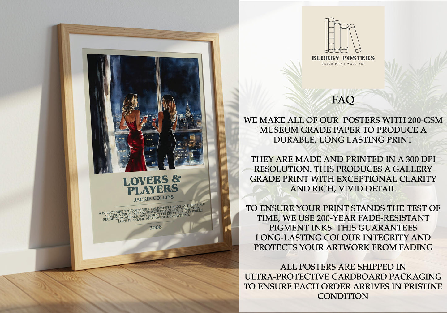 Lovers and Players by Jackie Collins | Descriptive Book Poster | Modern