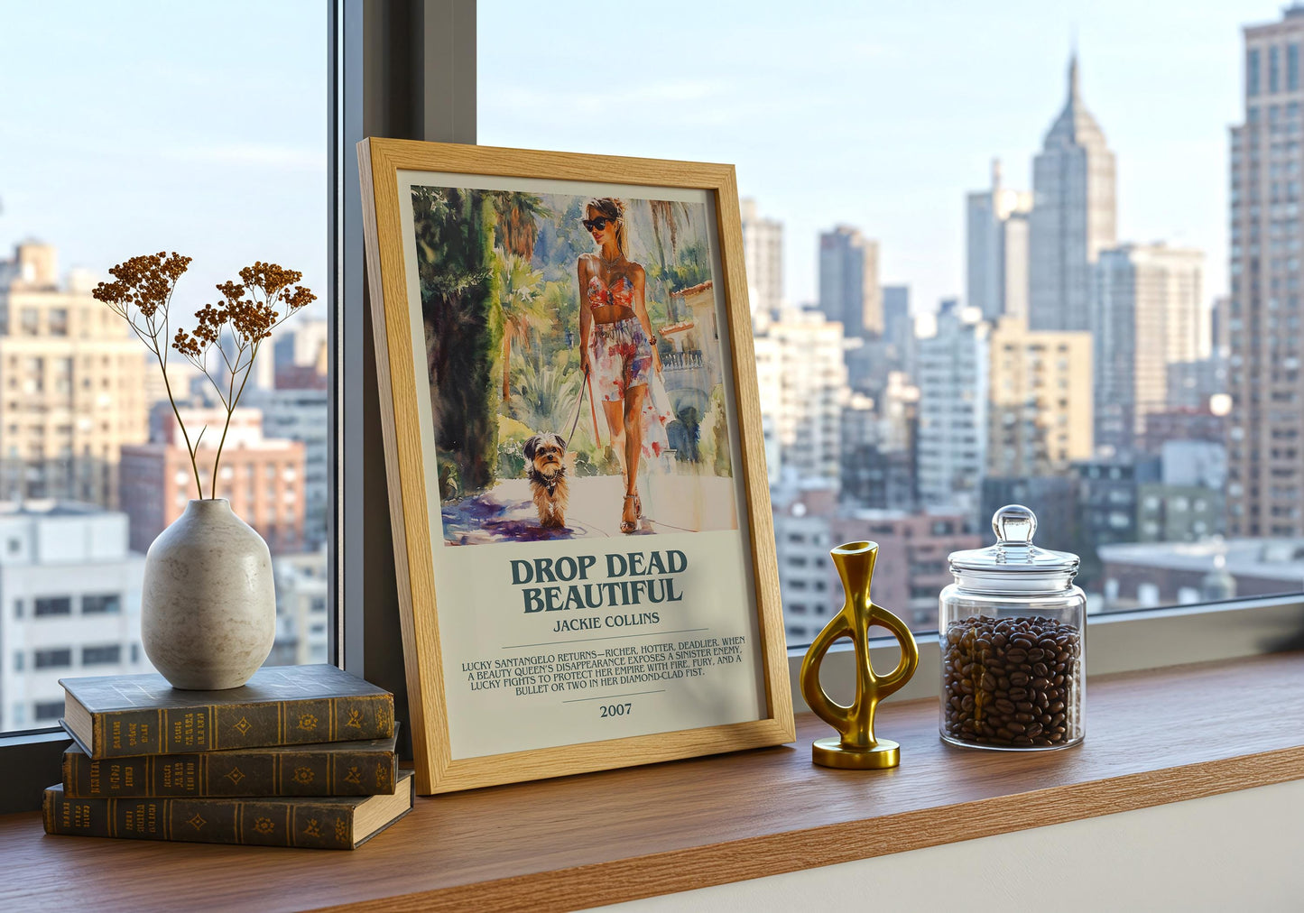 Drop Dead Beautiful by Jackie Collins | Descriptive Book Poster | Modern