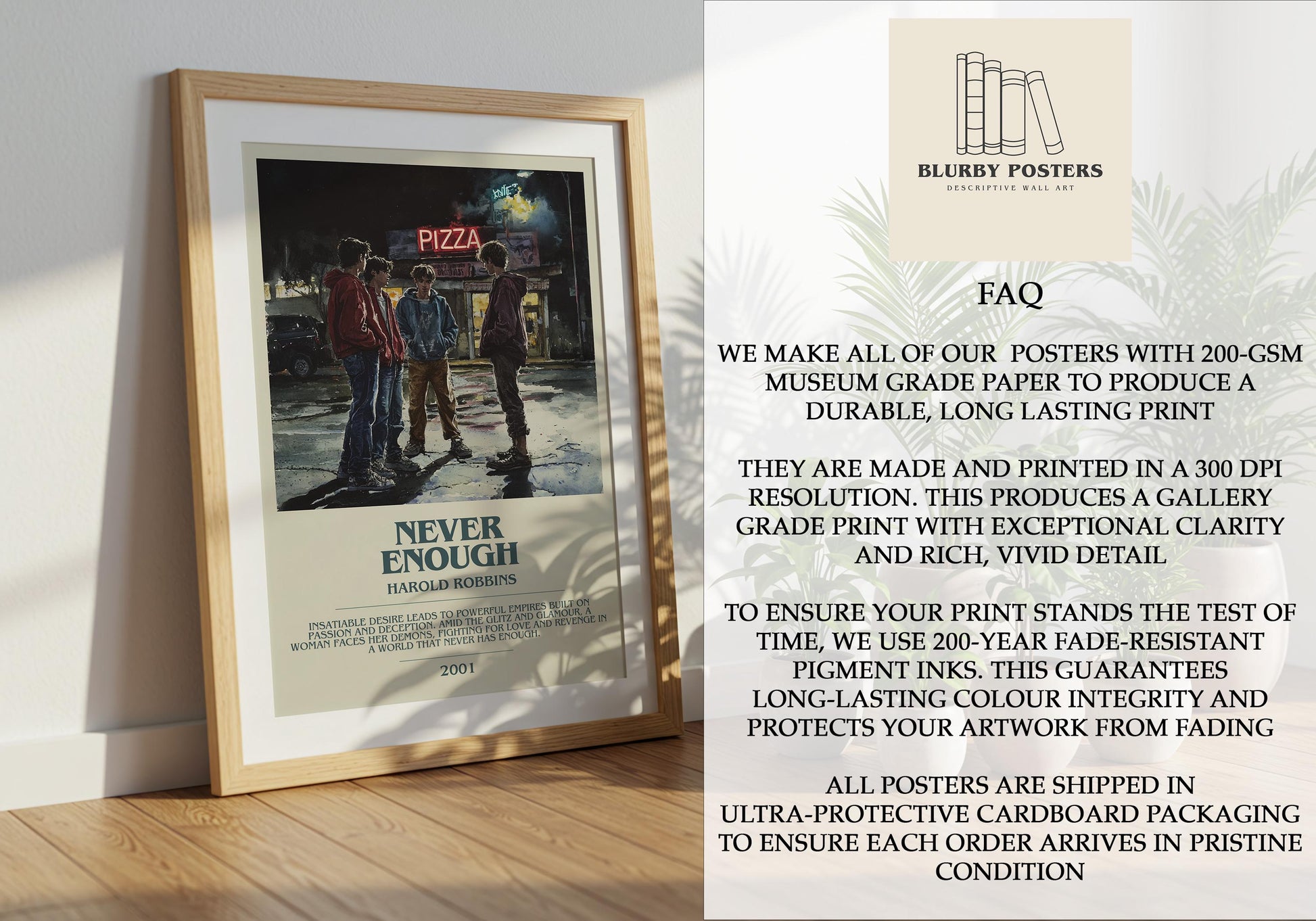 Never Enough by Harold Robbins | Descriptive Book Poster | Modern