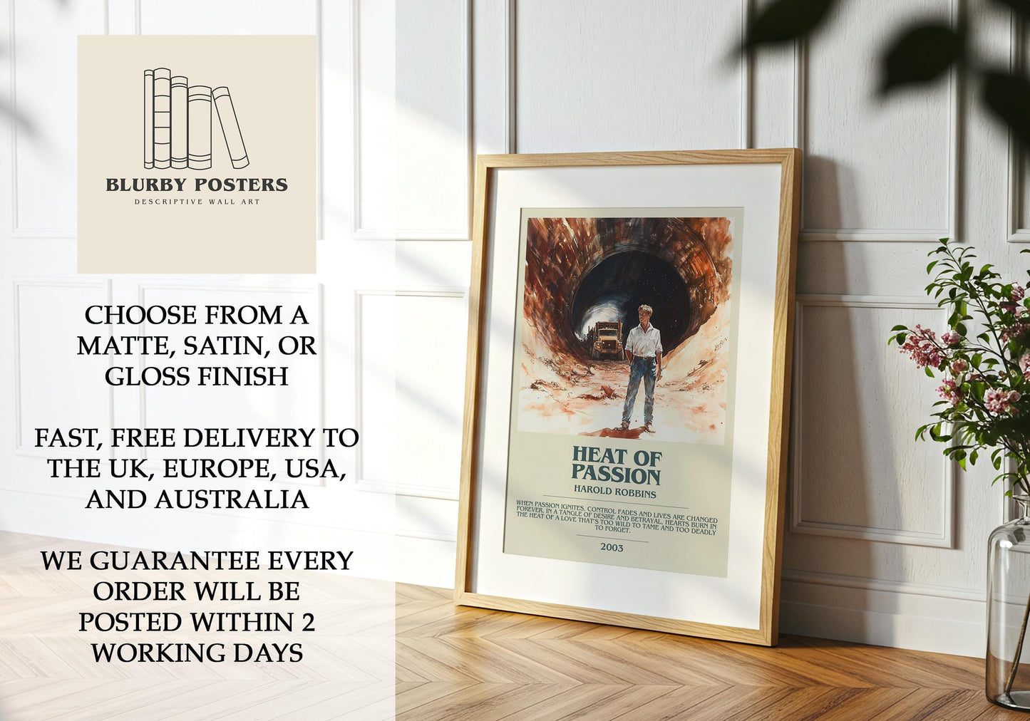 Heat Of Passion by Harold Robbins | Descriptive Book Poster | Modern