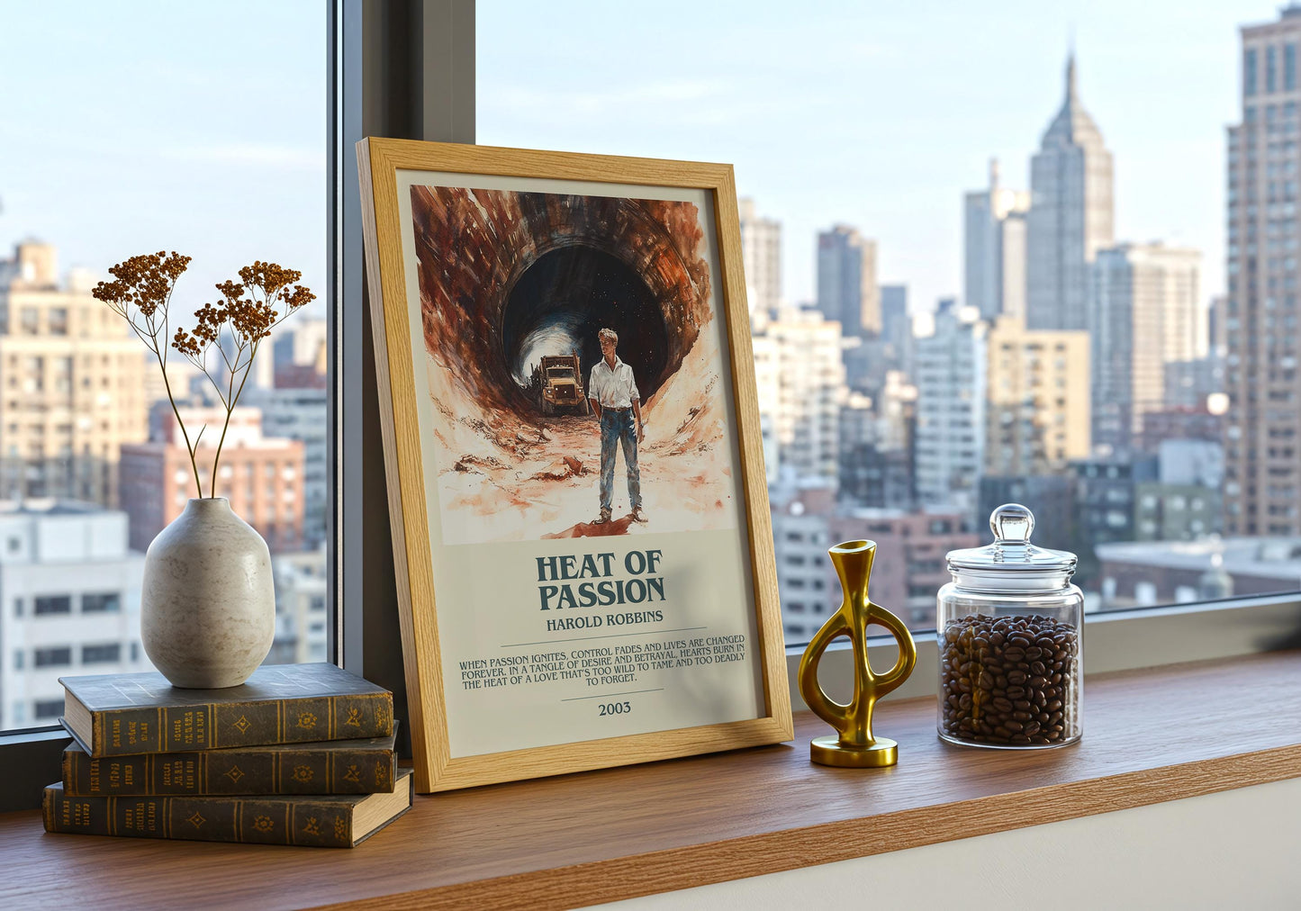 Heat Of Passion by Harold Robbins | Descriptive Book Poster | Modern
