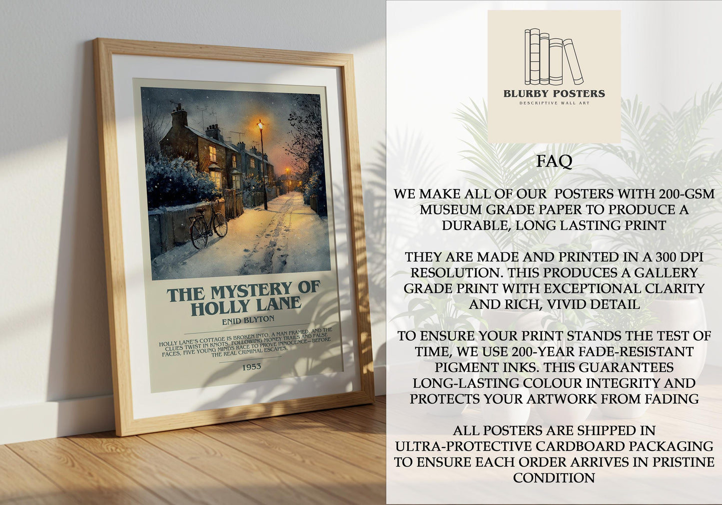 The Mystery Of The Holly Lane by Enid Blyton | Descriptive Book Poster | Modern