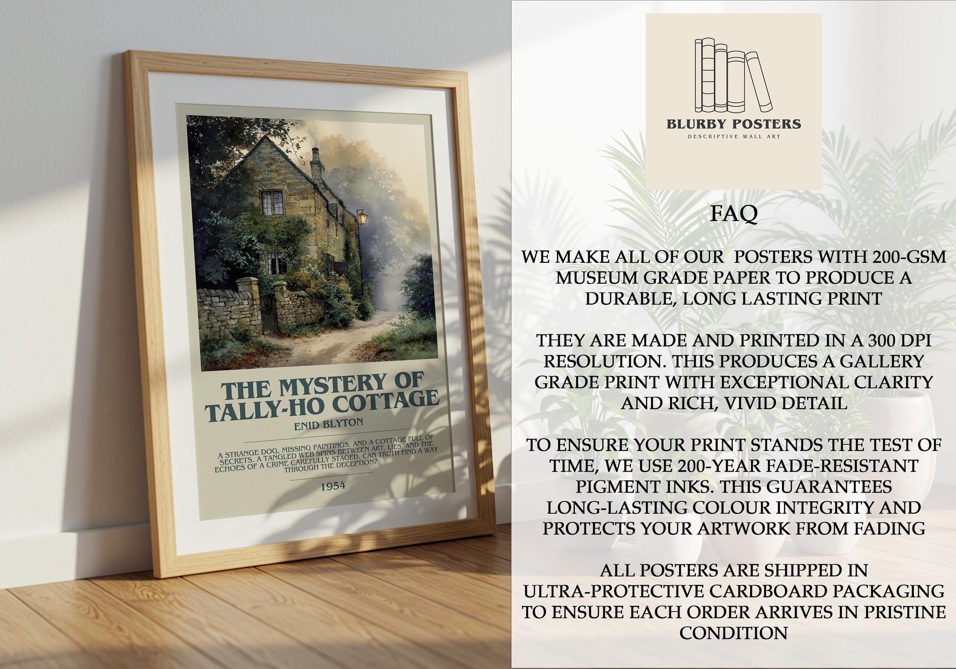 The Mystery Of Tally-Ho Cottage by Enid Blyton | Descriptive Book Poster | Modern
