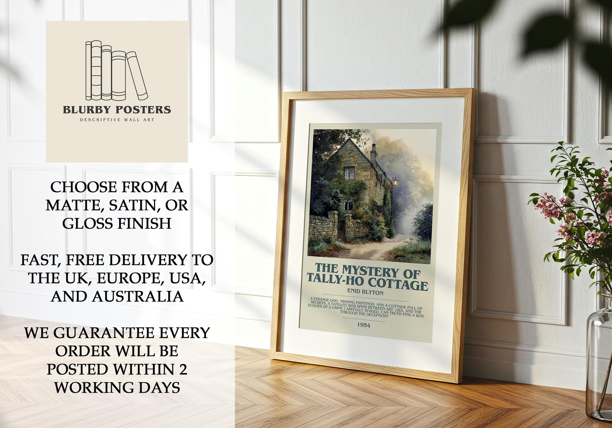 The Mystery Of Tally-Ho Cottage by Enid Blyton | Descriptive Book Poster | Modern