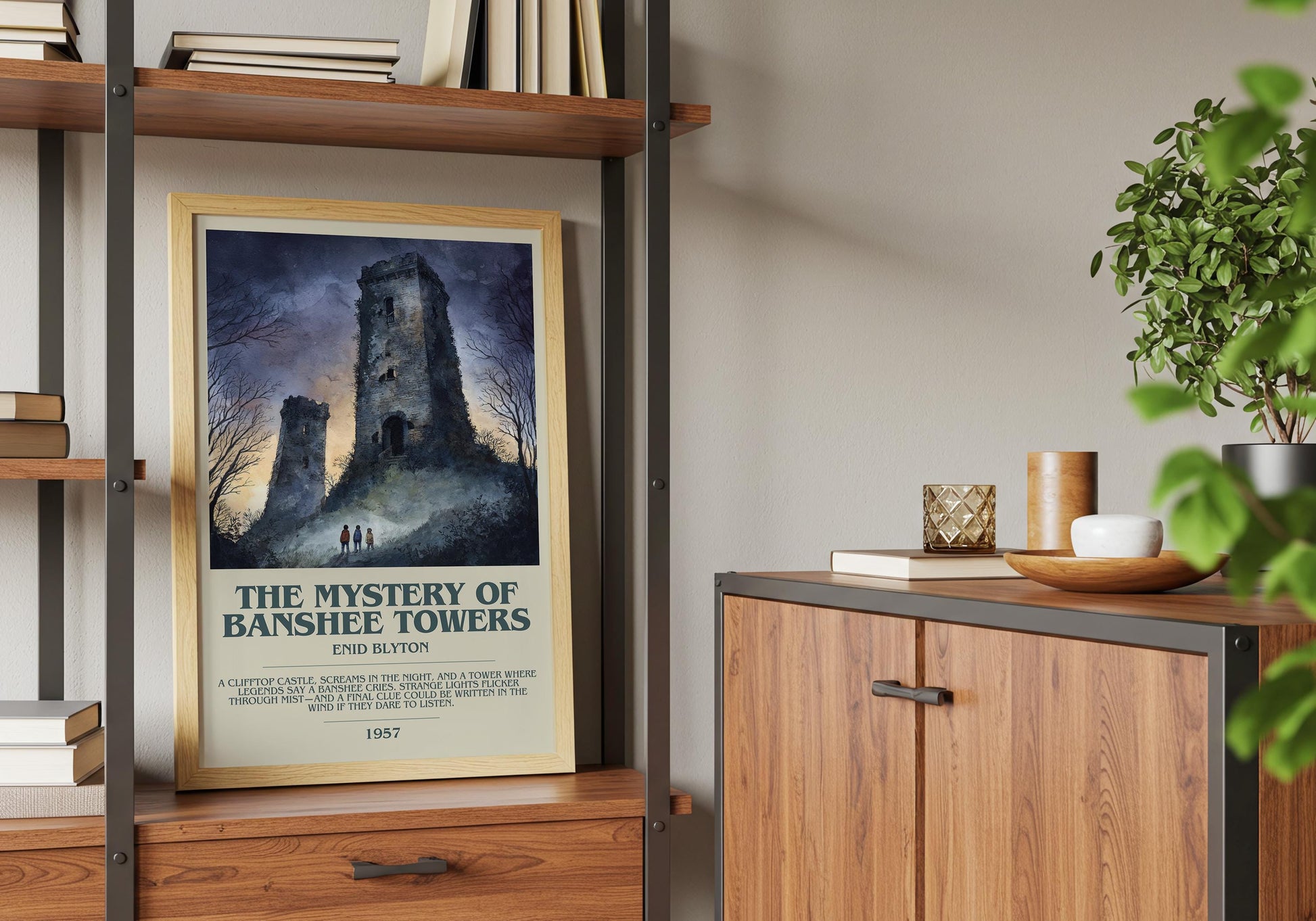 The Mystery Of Banshee Towers by Enid Blyton | Descriptive Book Poster | Modern