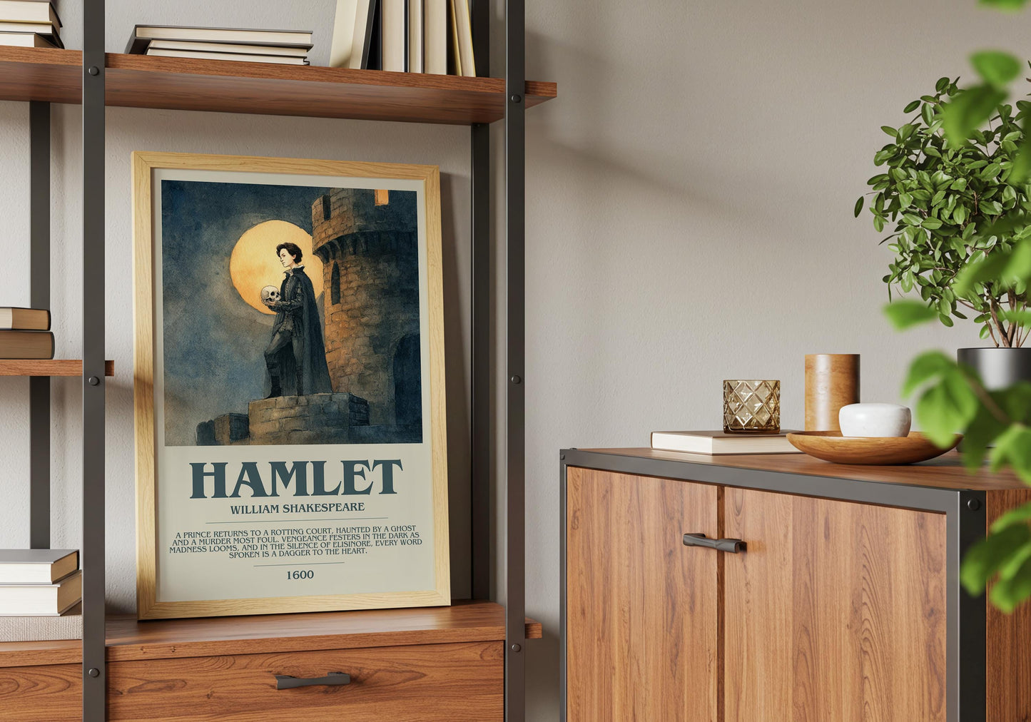 Hamlet by Shakespeare | Descriptive Book Poster | Modern
