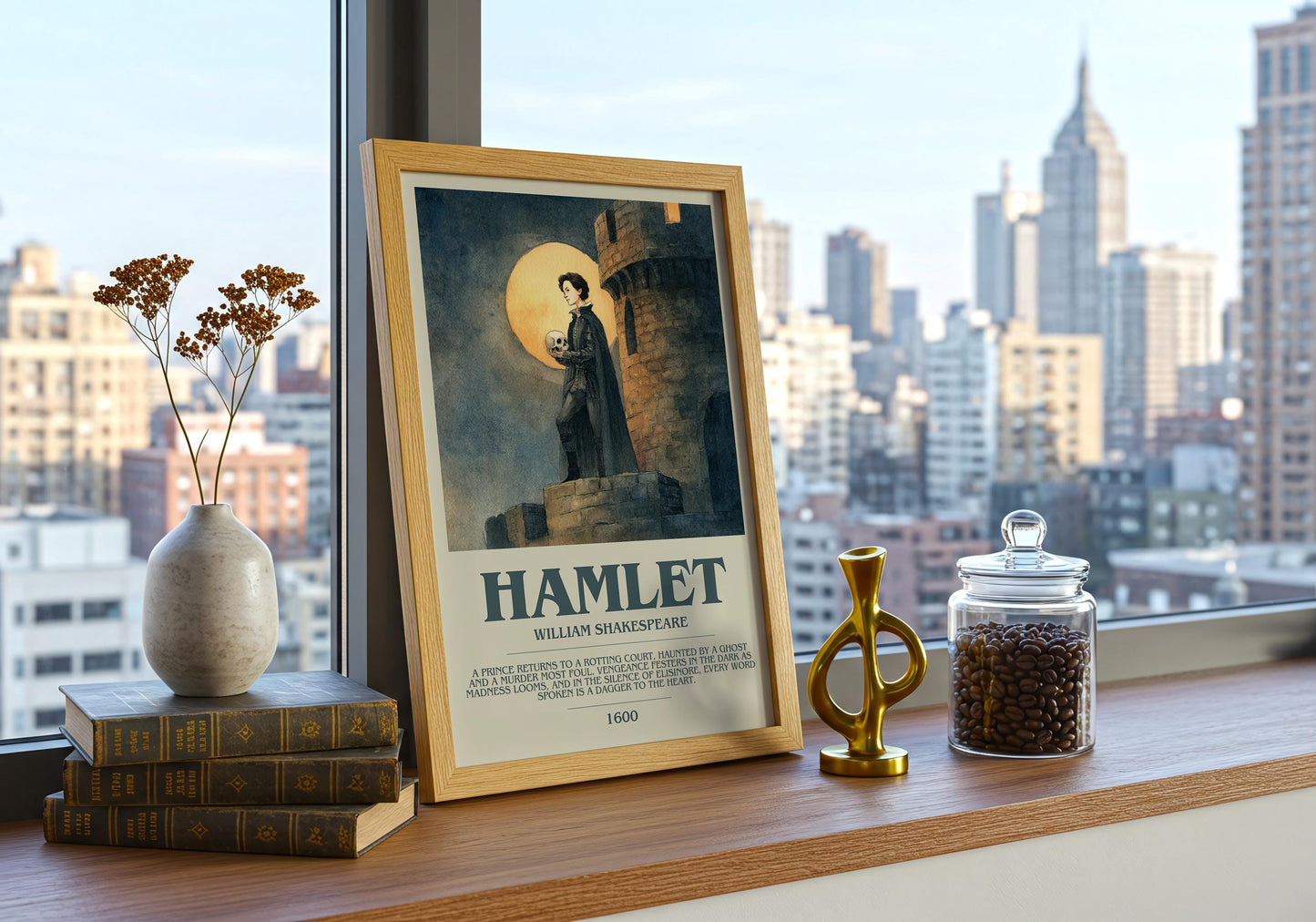 Hamlet by Shakespeare | Descriptive Book Poster | Modern