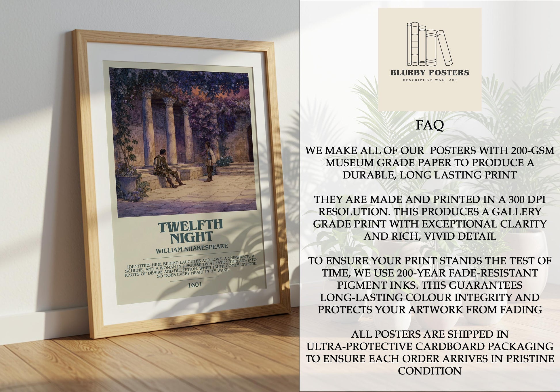 Twelfth Night by William Shakespeare | Descriptive Book Poster | Modern