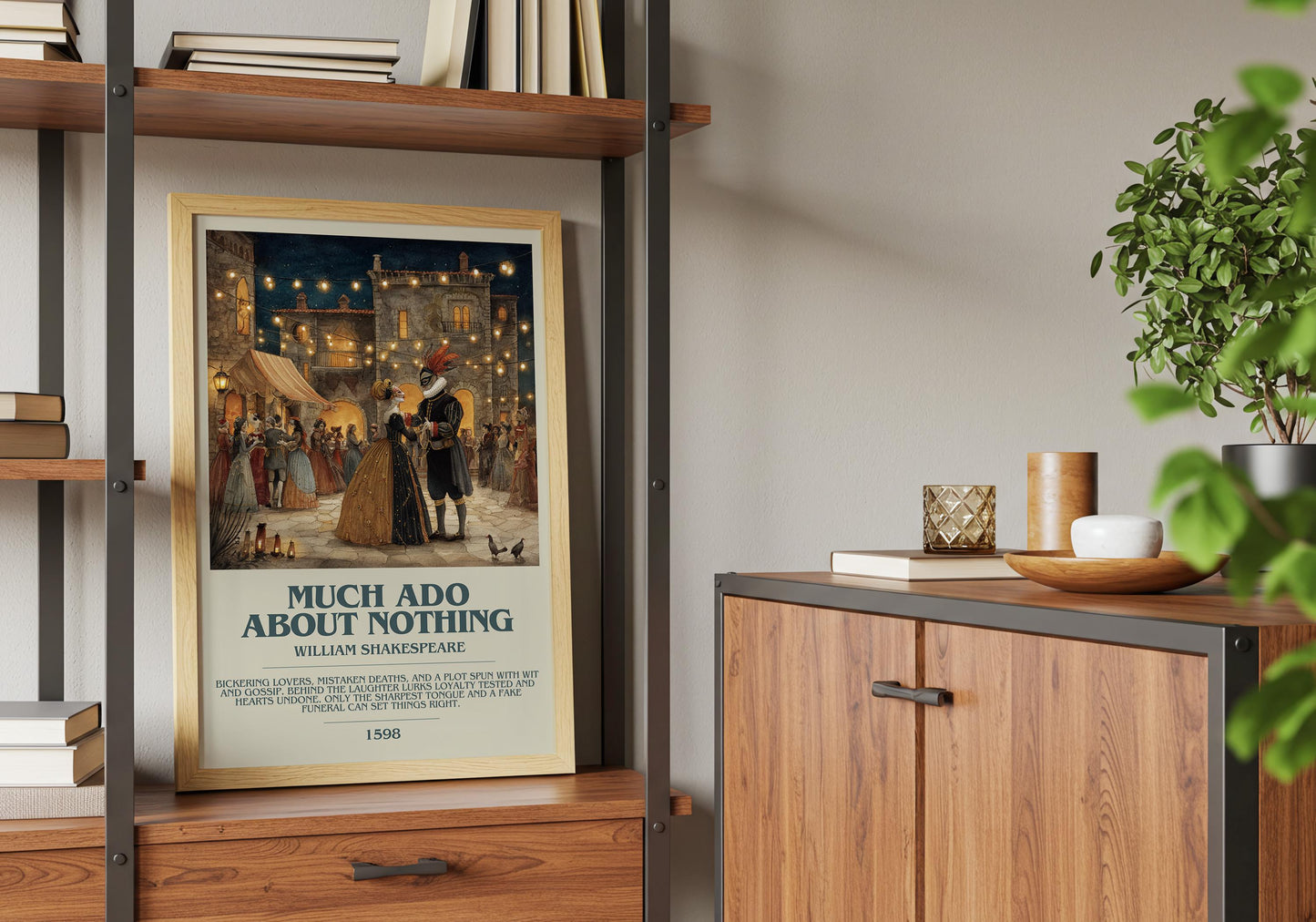 Much Ado About Nothing by William Shakespeare | Descriptive Book Poster | Modern