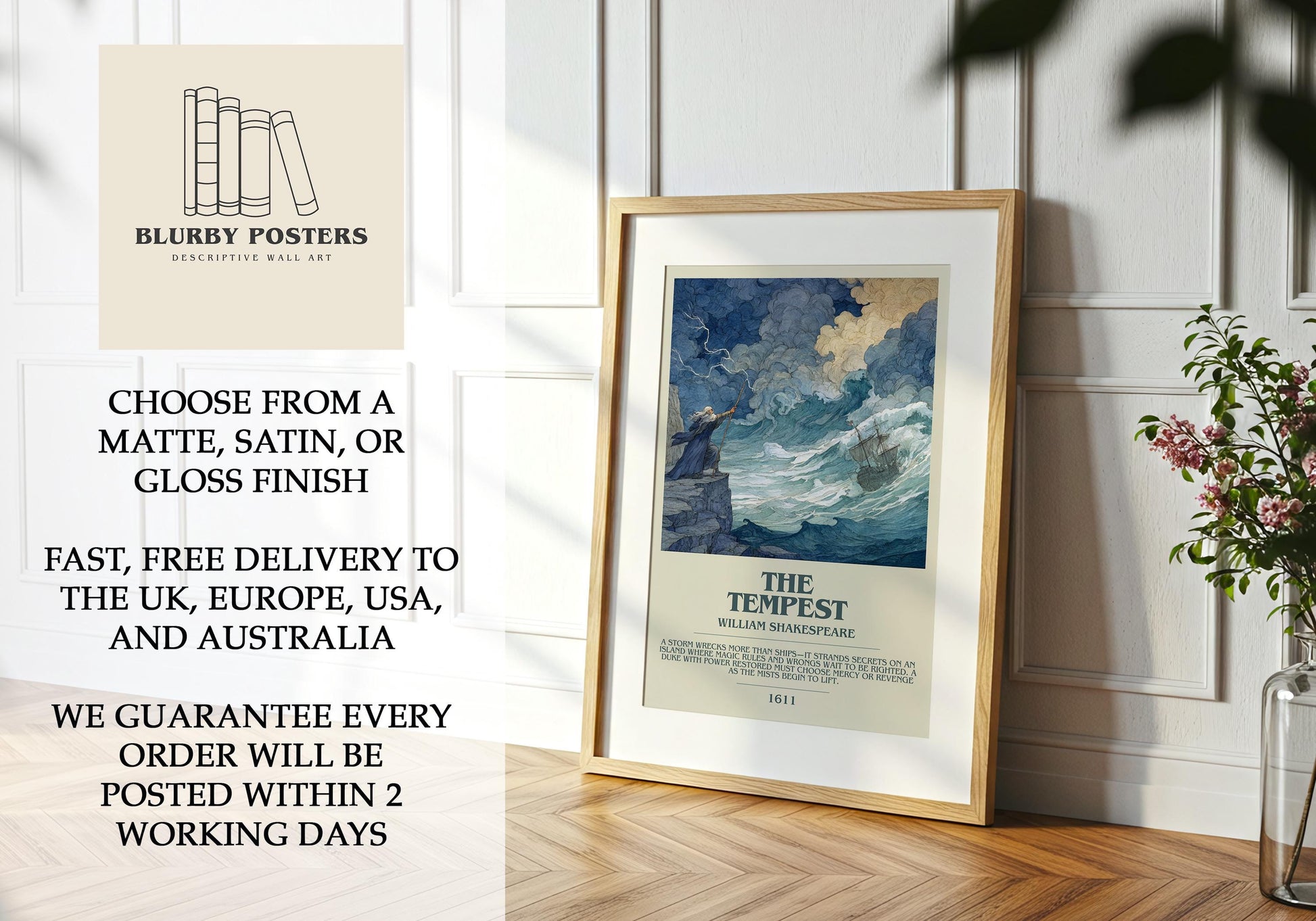 The Tempest by William Shakespeare | Descriptive Book Poster | Modern