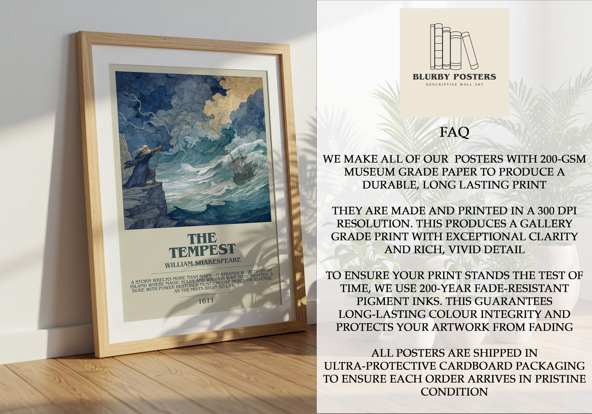 The Tempest by William Shakespeare | Descriptive Book Poster | Modern