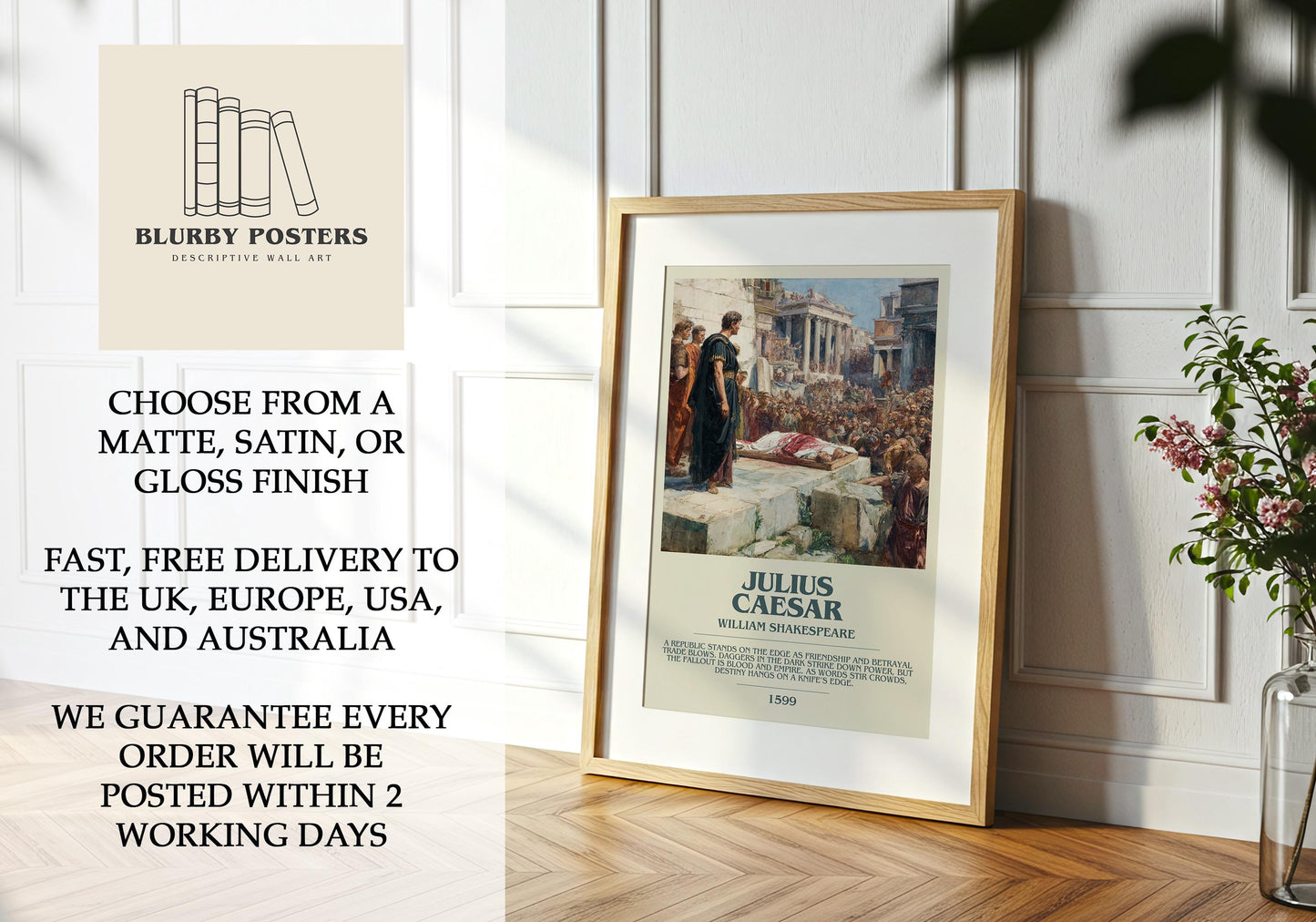 Julius Caesar by William Shakespeare | Descriptive Book Poster | Modern