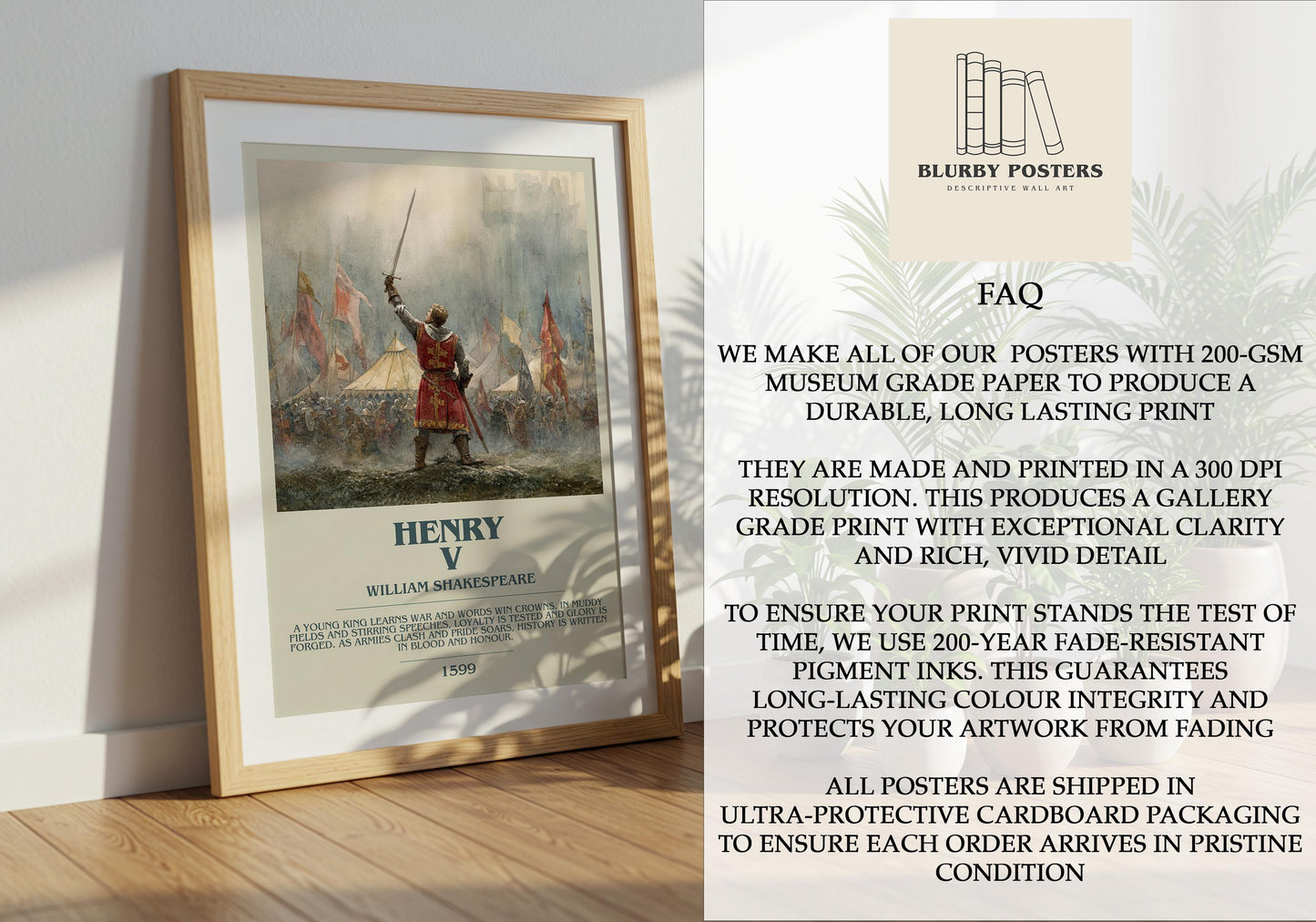 Henry V by William Shakespeare | Descriptive Book Poster | Modern