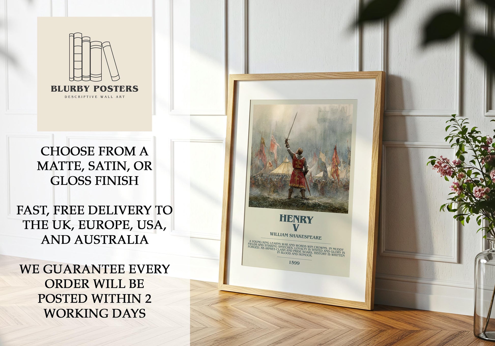 Henry V by William Shakespeare | Descriptive Book Poster | Modern
