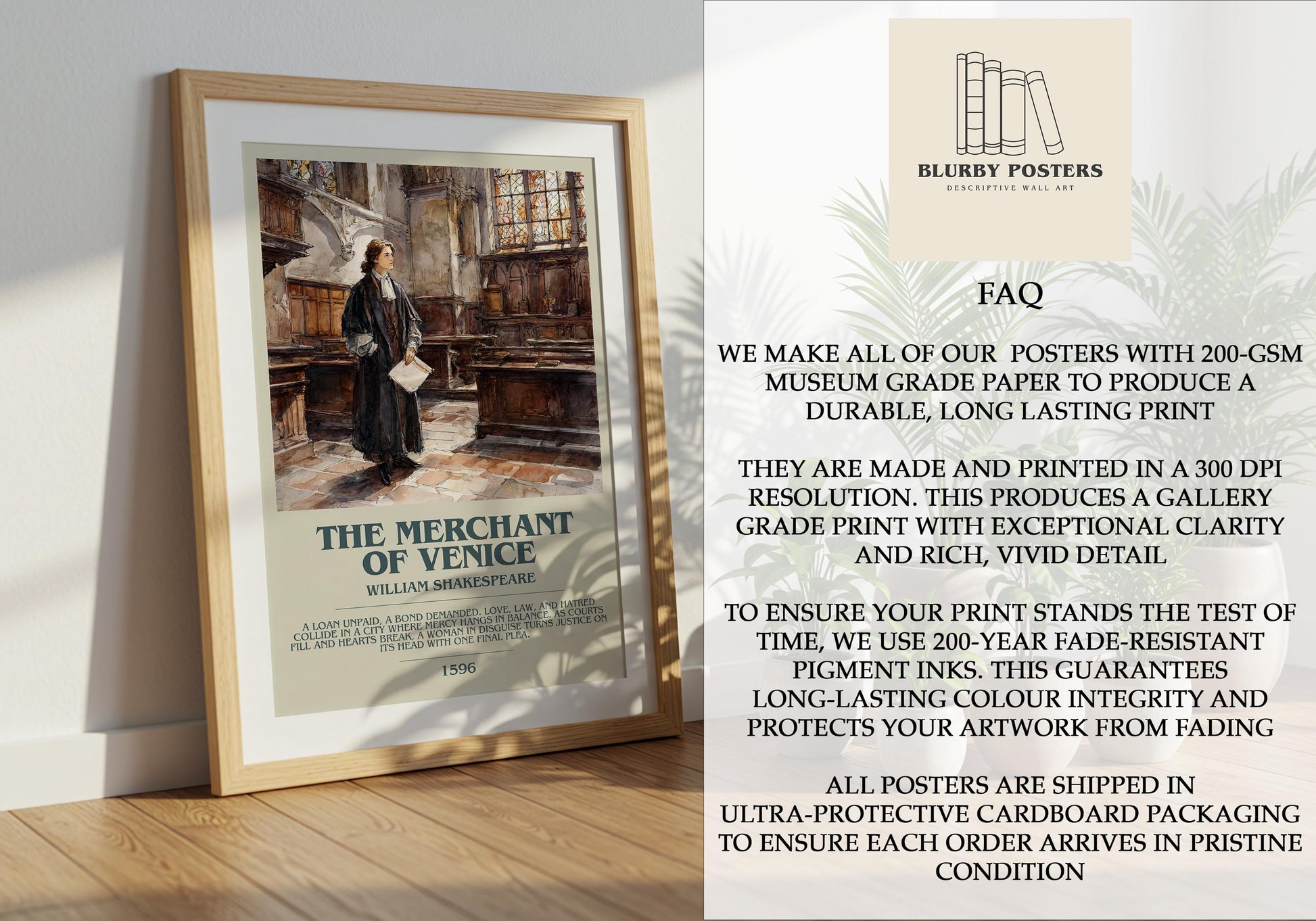 The Merchant Of Venice by William Shakespeare | Descriptive Book Poster | Modern