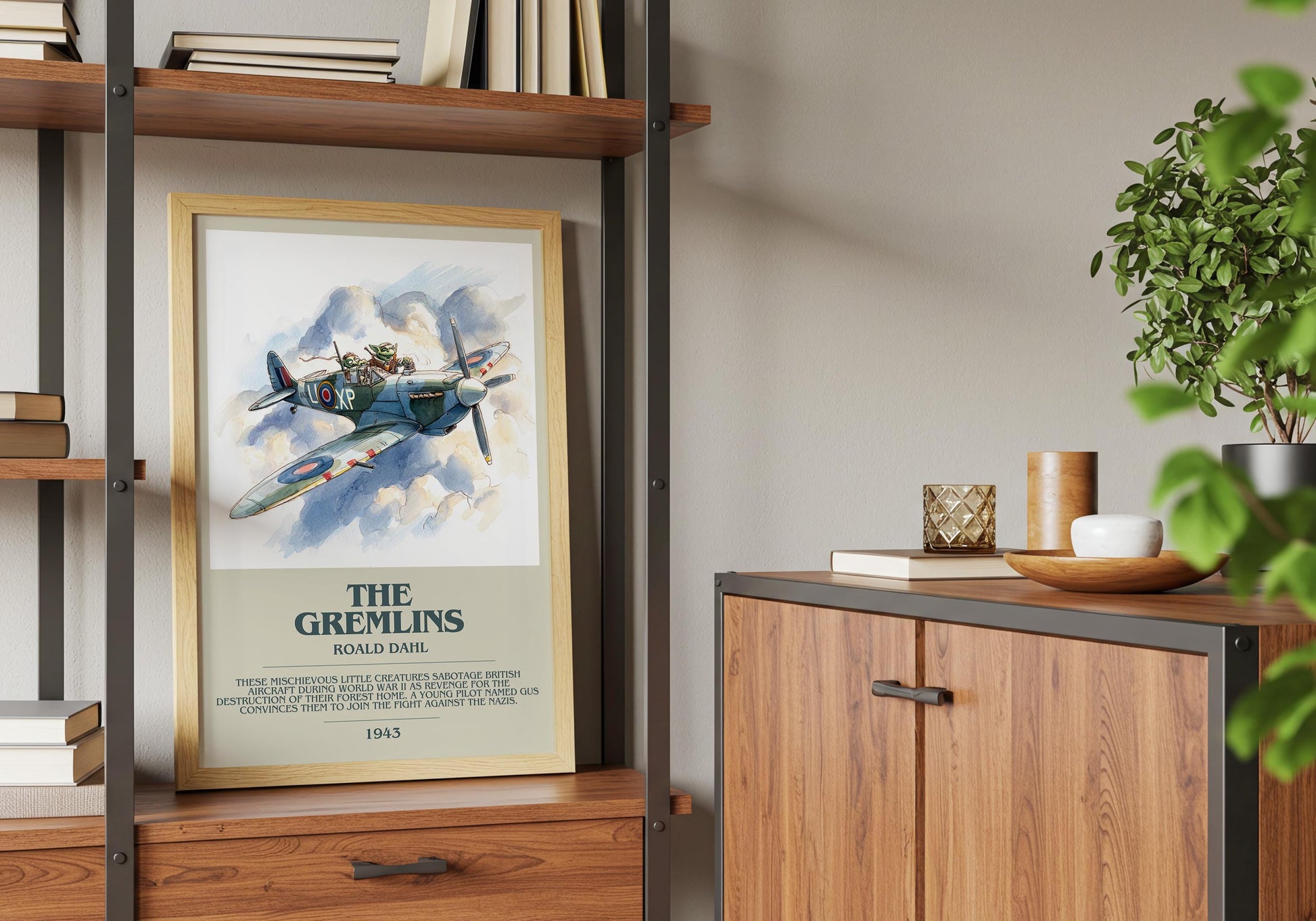The Gremlins by Roald Dahl | Descriptive Book Poster | Modern