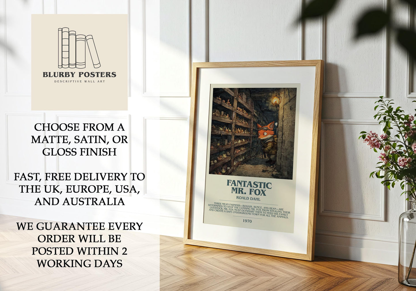 Fantastic Mr Fox by Roald Dahl | Descriptive Book Poster | Modern