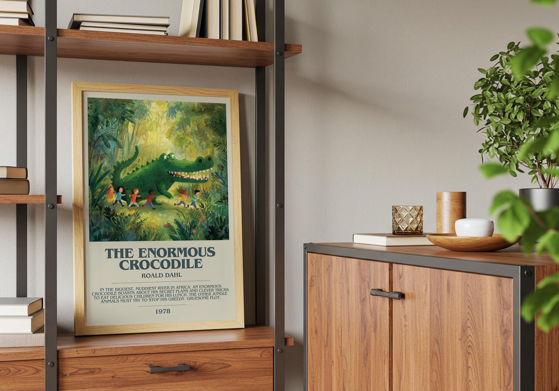 The Enormous Crocodile by Roald Dahl | Descriptive Book Poster | Modern