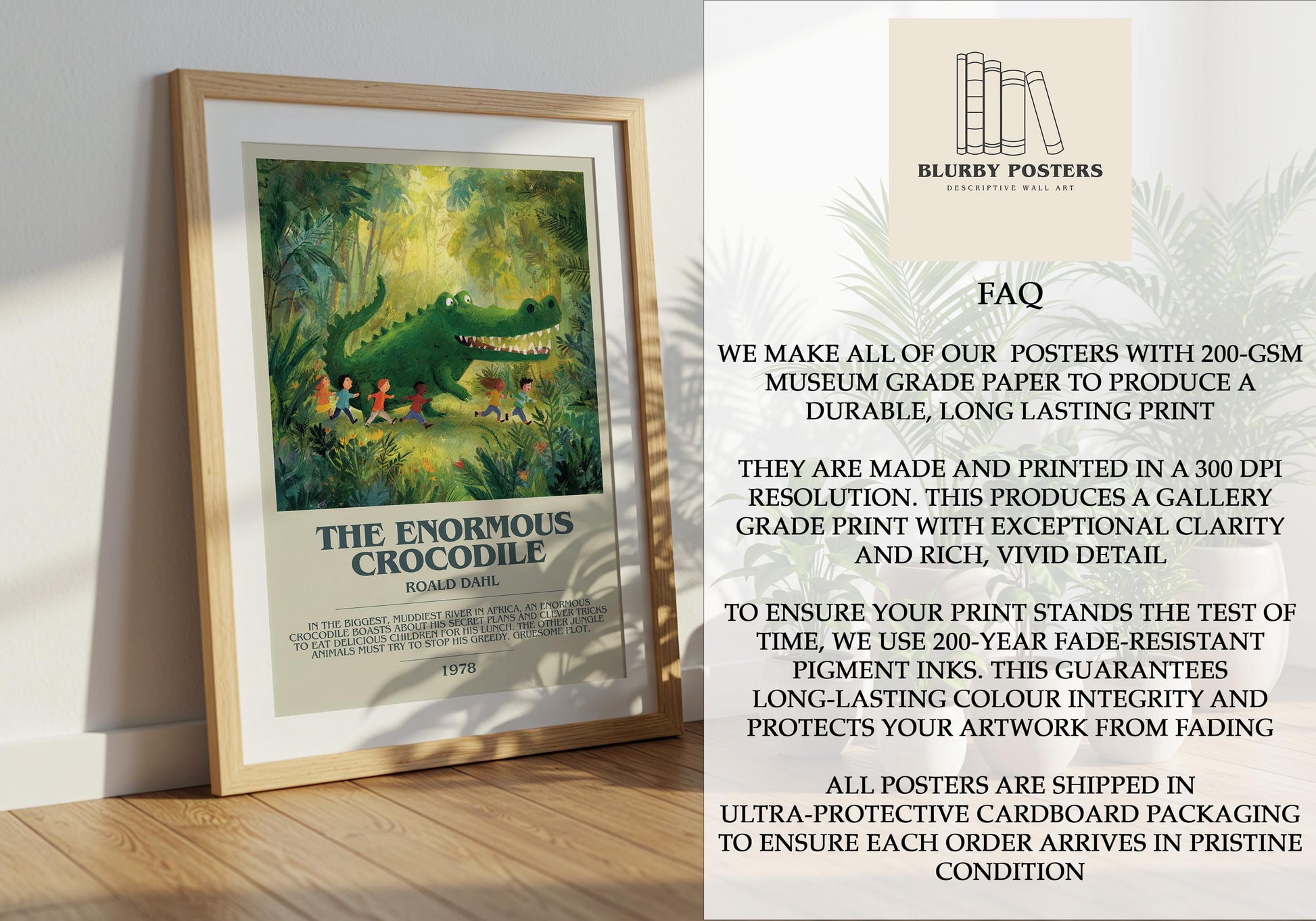 The Enormous Crocodile by Roald Dahl | Descriptive Book Poster | Modern