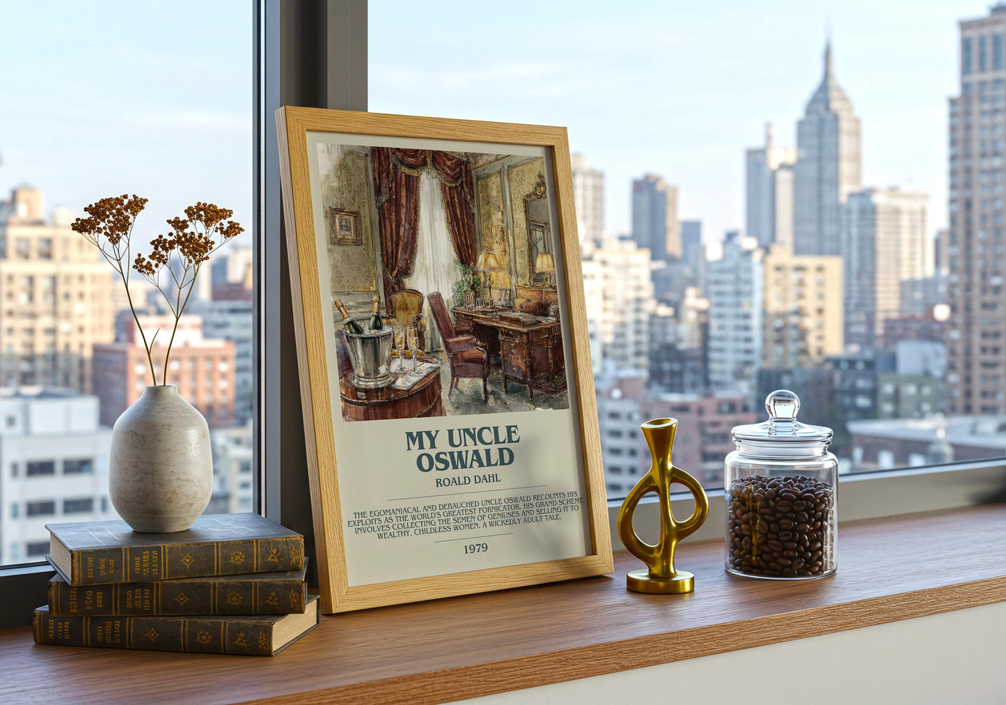 My Uncle Oswald by Roald Dahl | Descriptive Book Poster | Modern