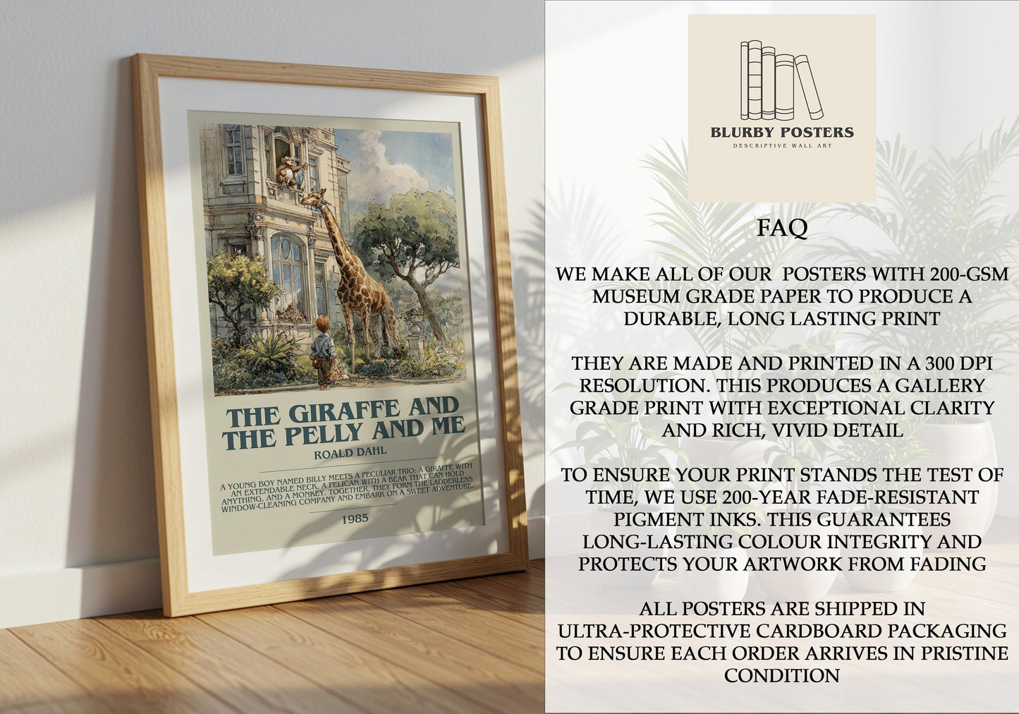 The Giraffe and the Pelly and Me by Roald Dahl | Descriptive Book Poster | Modern