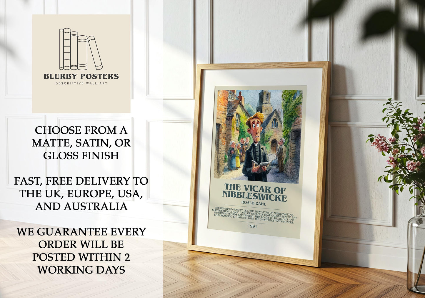 The Vicar Of Nibbleswicke by Roald Dahl | Descriptive Book Poster | Modern