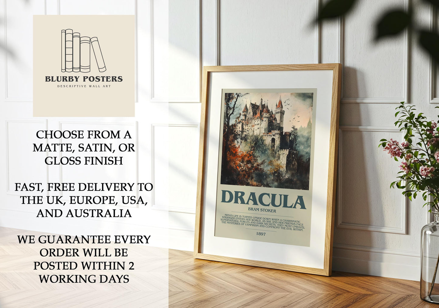 Dracula by Bram Stoker | Descriptive Book Poster | Modern
