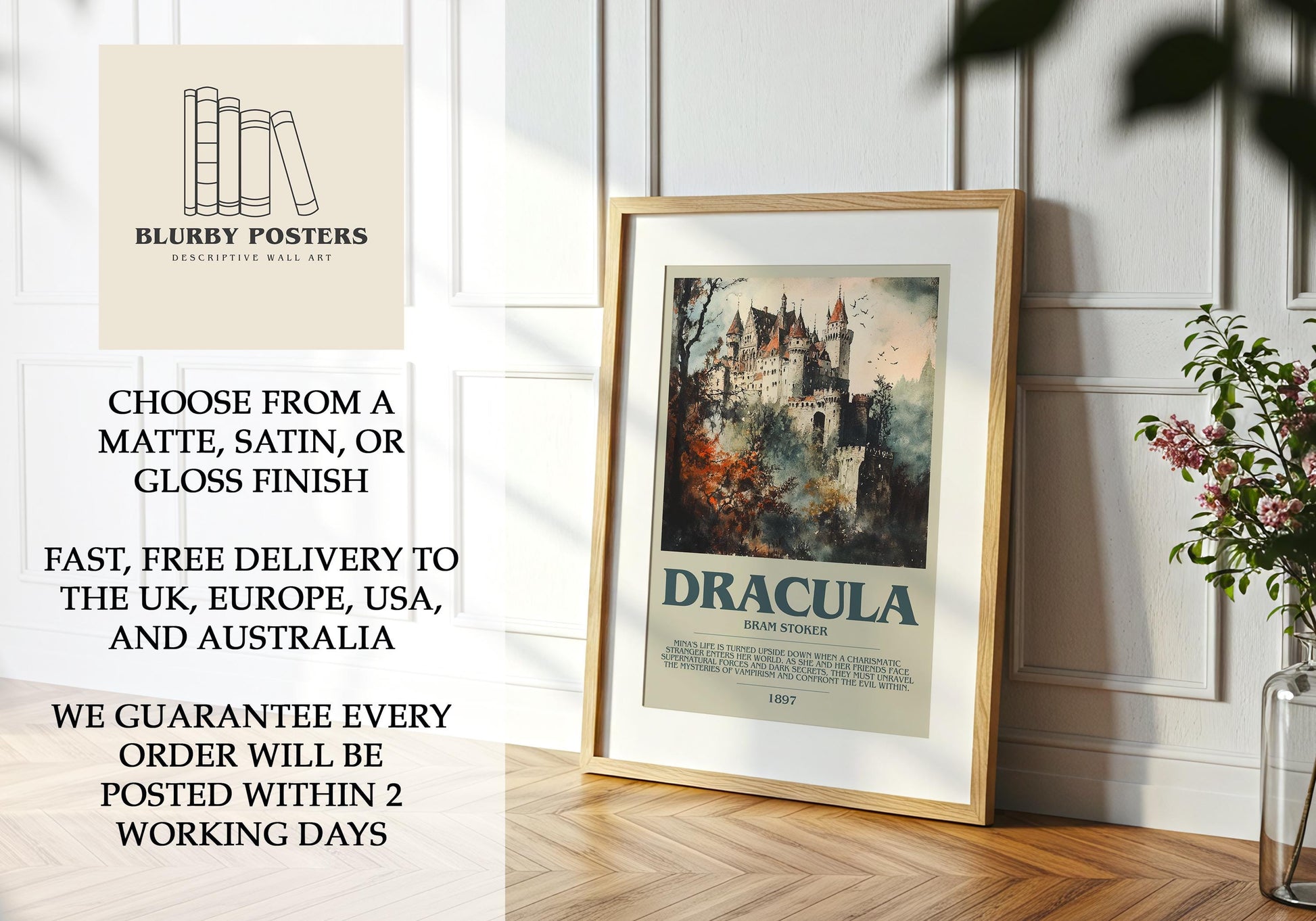 Dracula by Bram Stoker | Descriptive Book Poster | Modern