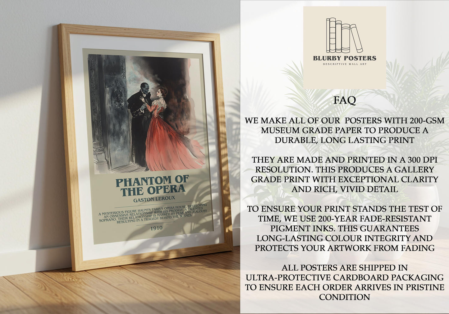 Phantom Of The Opera by Gaston Leroux | Descriptive Book Poster | Modern