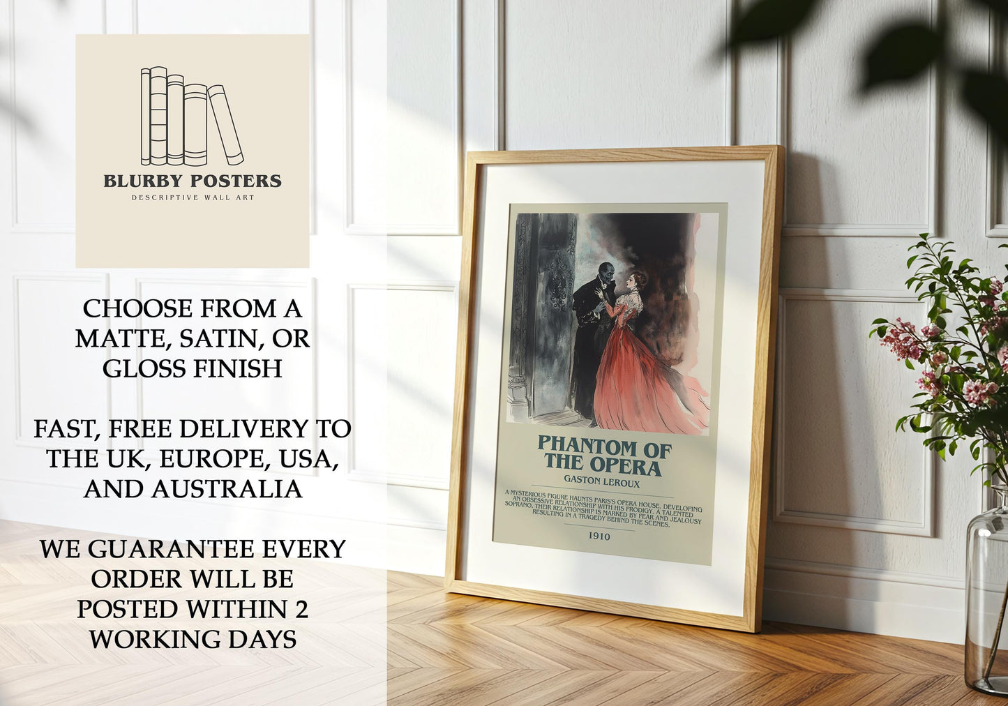 Phantom Of The Opera by Gaston Leroux | Descriptive Book Poster | Modern