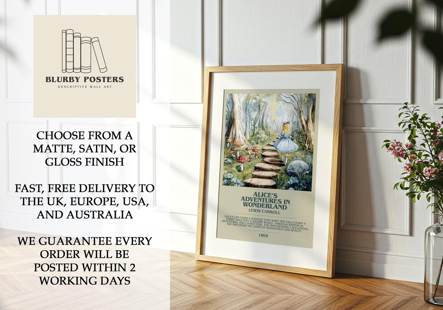 Alice's Adventures In Wonderland by Lewis Carroll | Descriptive Book Poster | Modern