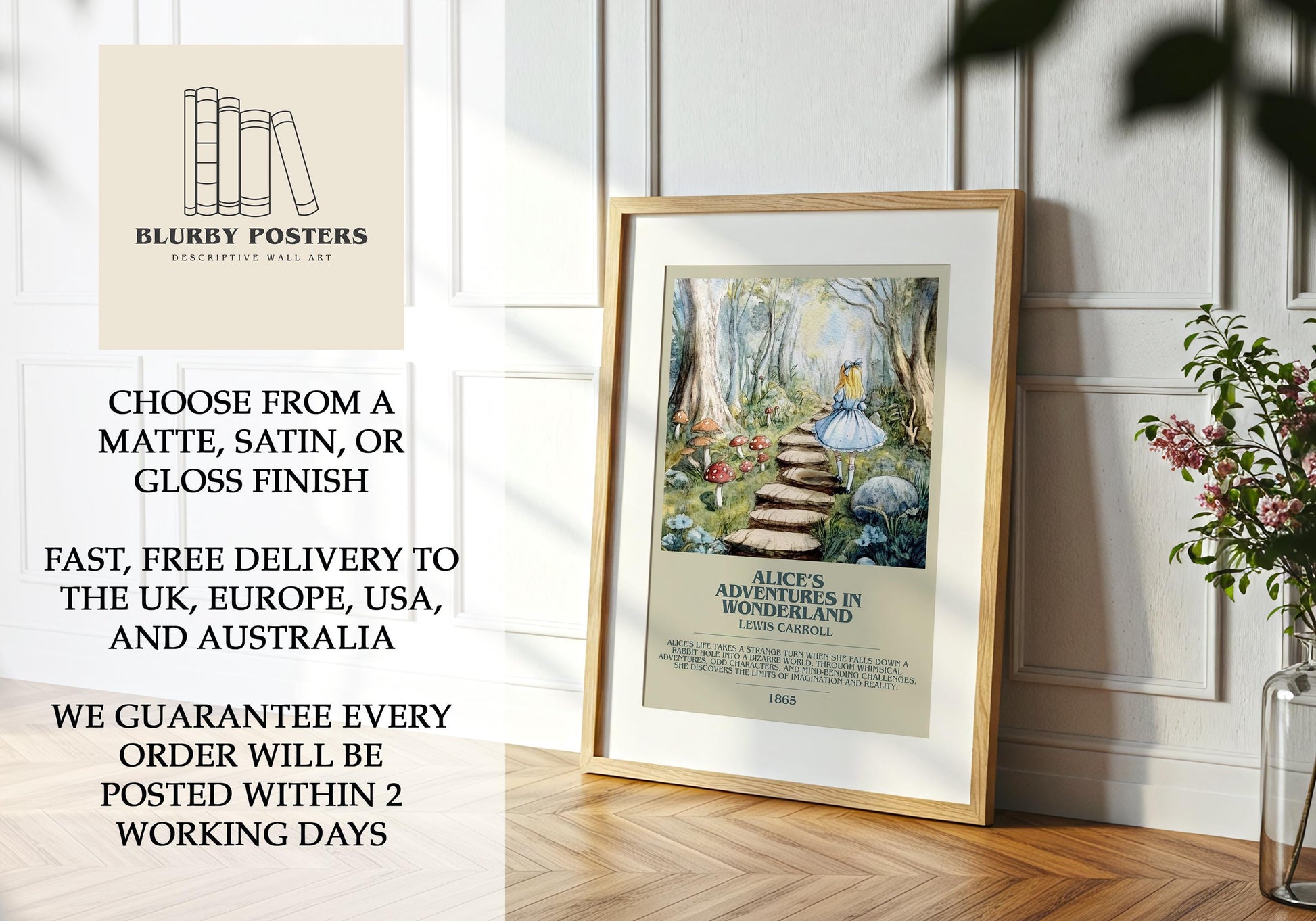 Alice's Adventures In Wonderland by Lewis Carroll | Descriptive Book Poster | Modern