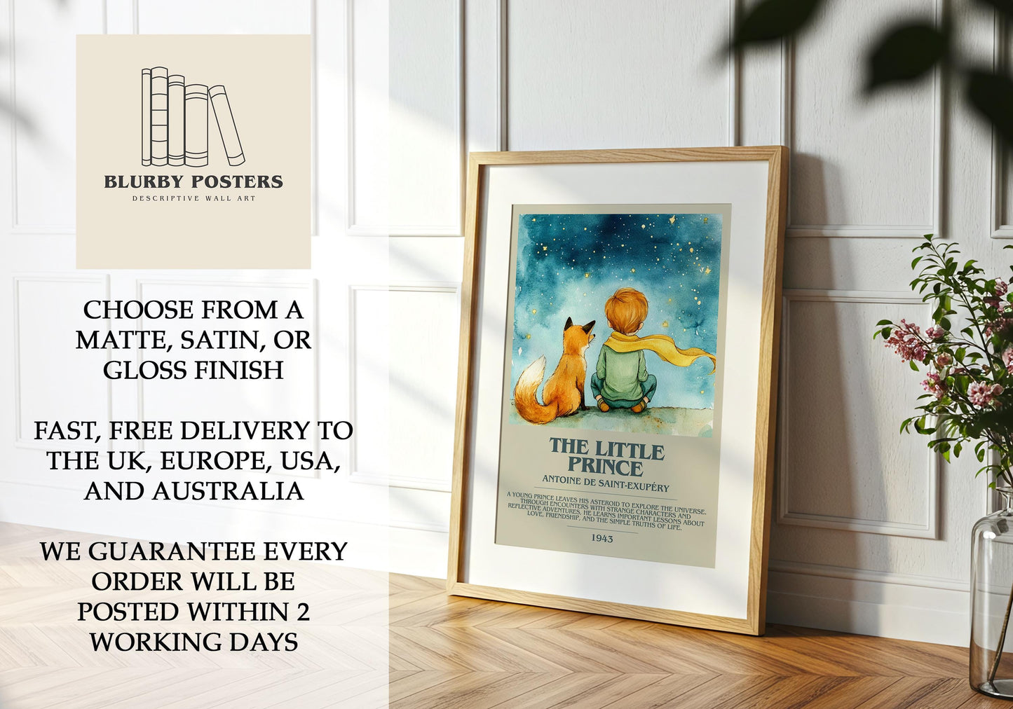 The Little Prince by Antoine De Saint-Exuperry | Descriptive Book Poster | Modern