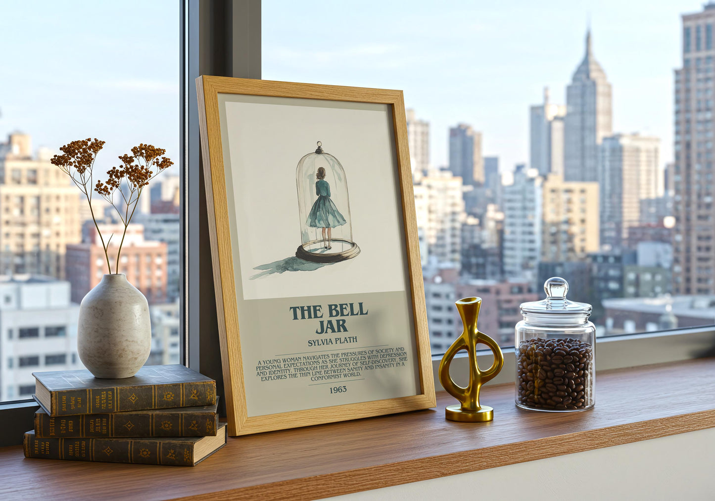 The Bell Jar by Sylvia Plath | Descriptive Book Poster | Modern