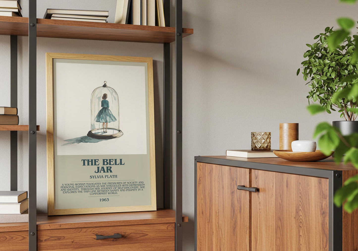 The Bell Jar by Sylvia Plath | Descriptive Book Poster | Modern