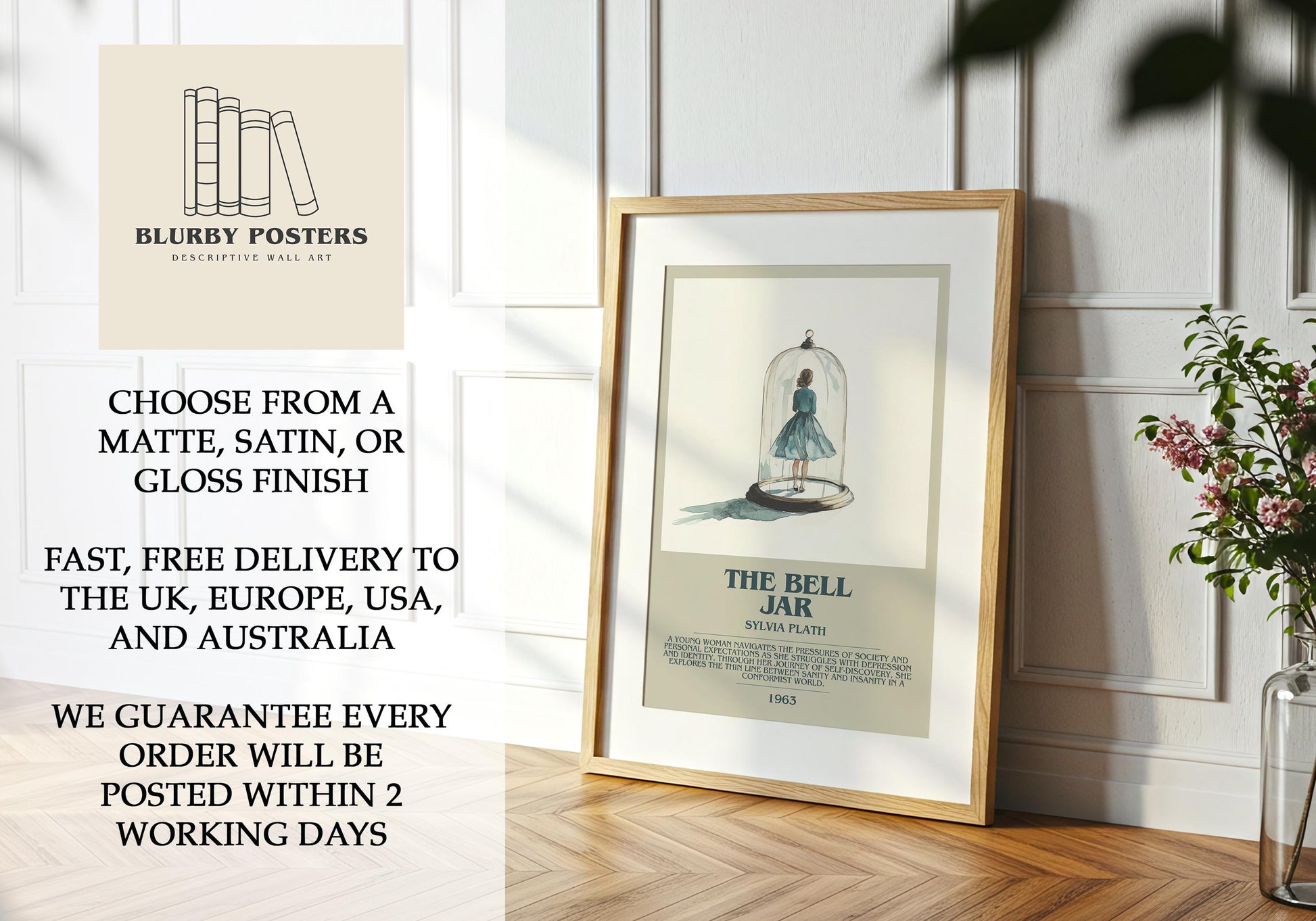 The Bell Jar by Sylvia Plath | Descriptive Book Poster | Modern