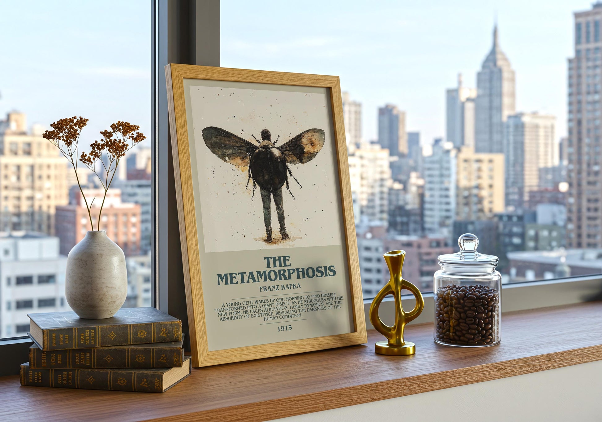 The Metamorphosis by Franz Kafka | Descriptive Book Poster | Modern