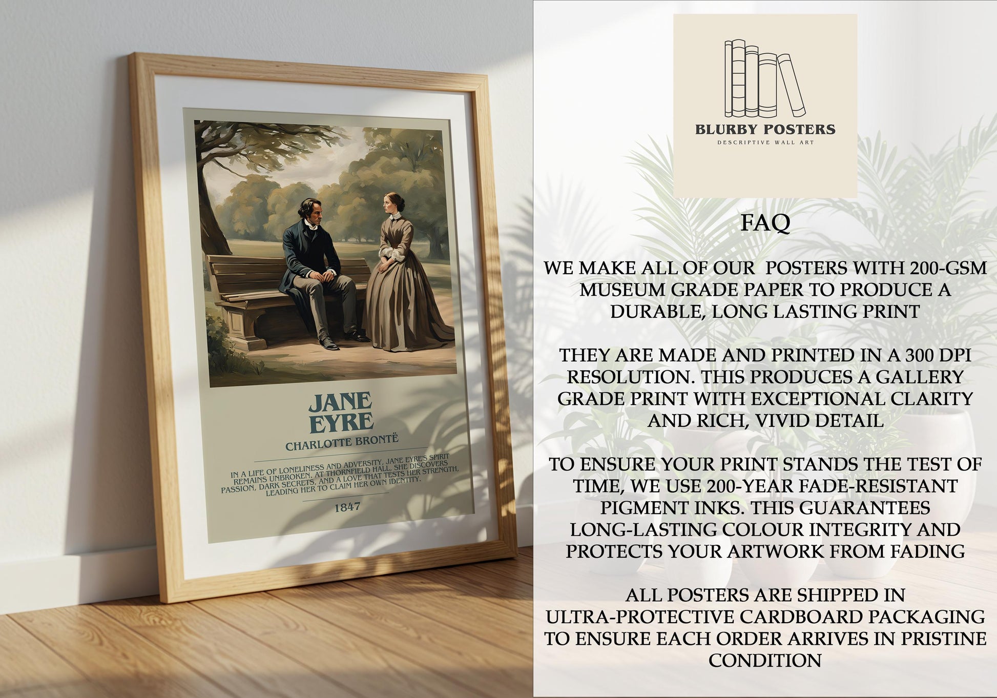 Jane Eyre by Charlotte Bronte | Descriptive Book Poster | Modern