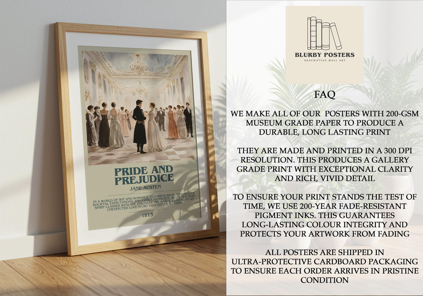 Pride and Prejudice by Jane Austen | Descriptive Book Poster | Modern