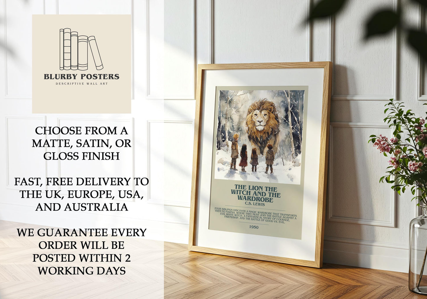 The Lion, The Witch and the Wardrobe by C.S. Lewis | Descriptive Book Poster | Modern