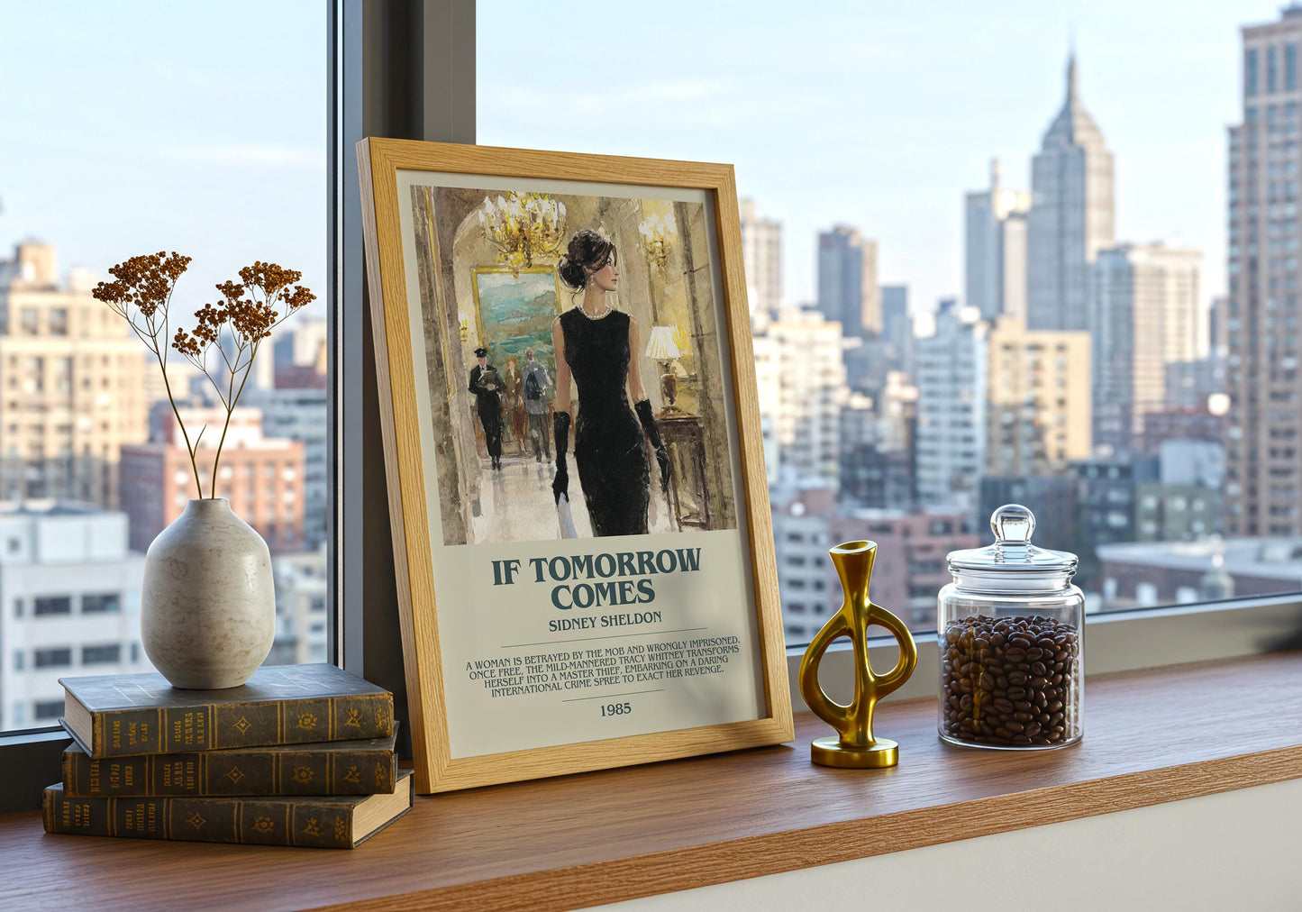 It Comes Tomorrow by Sidney Sheldon | Descriptive Book Poster | Modern