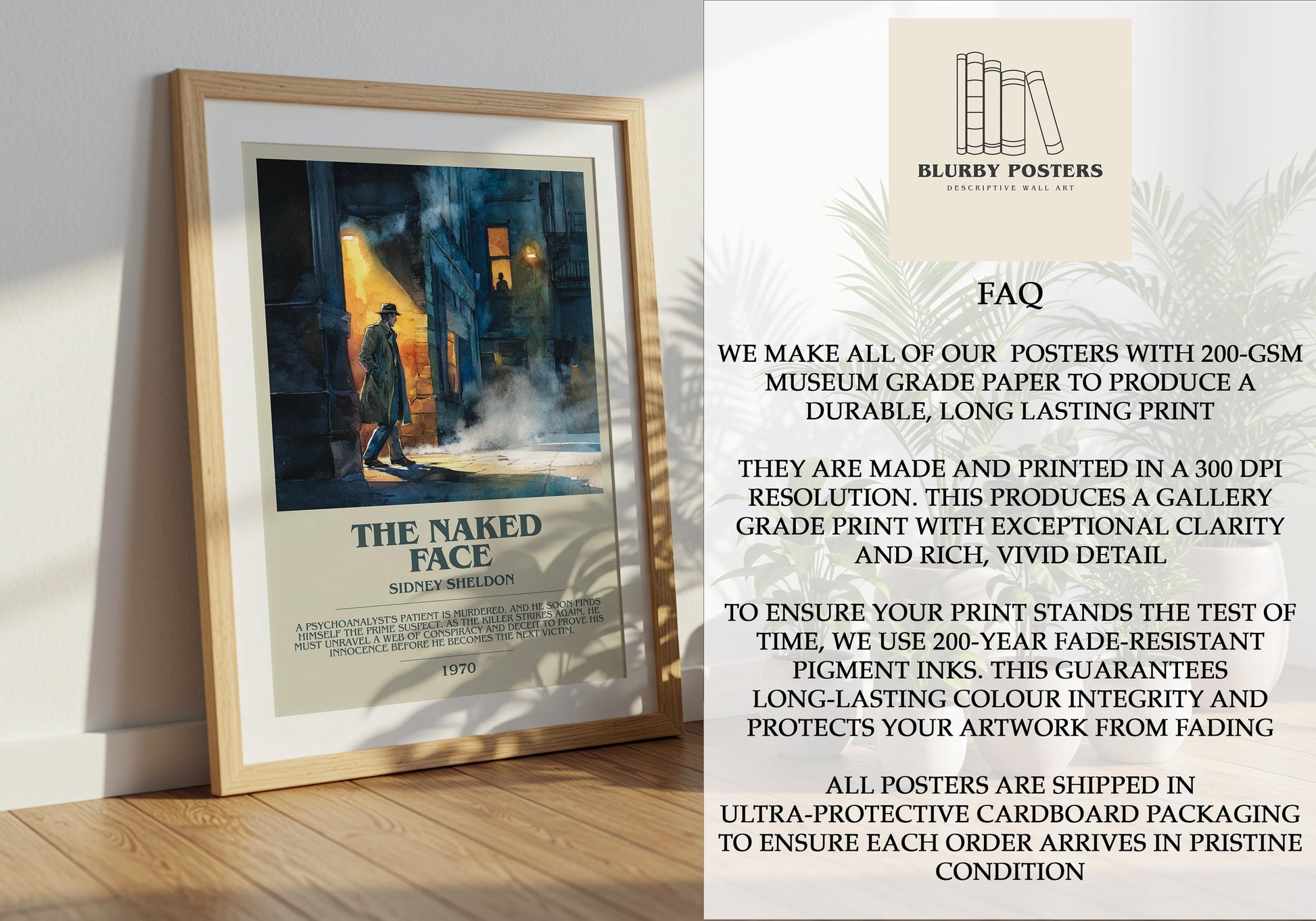 The Naked Face by Sidney Sheldon | Descriptive Book Poster | Modern