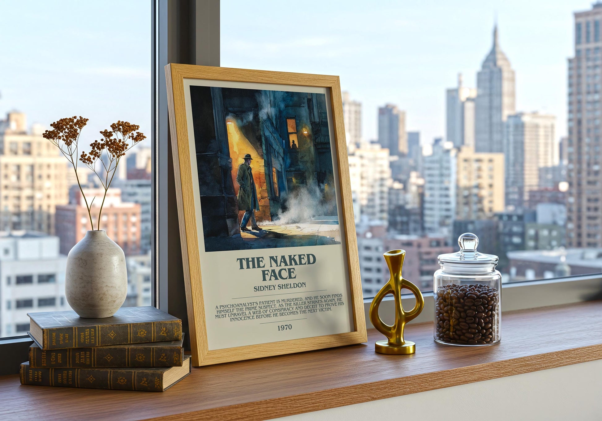 The Naked Face by Sidney Sheldon | Descriptive Book Poster | Modern