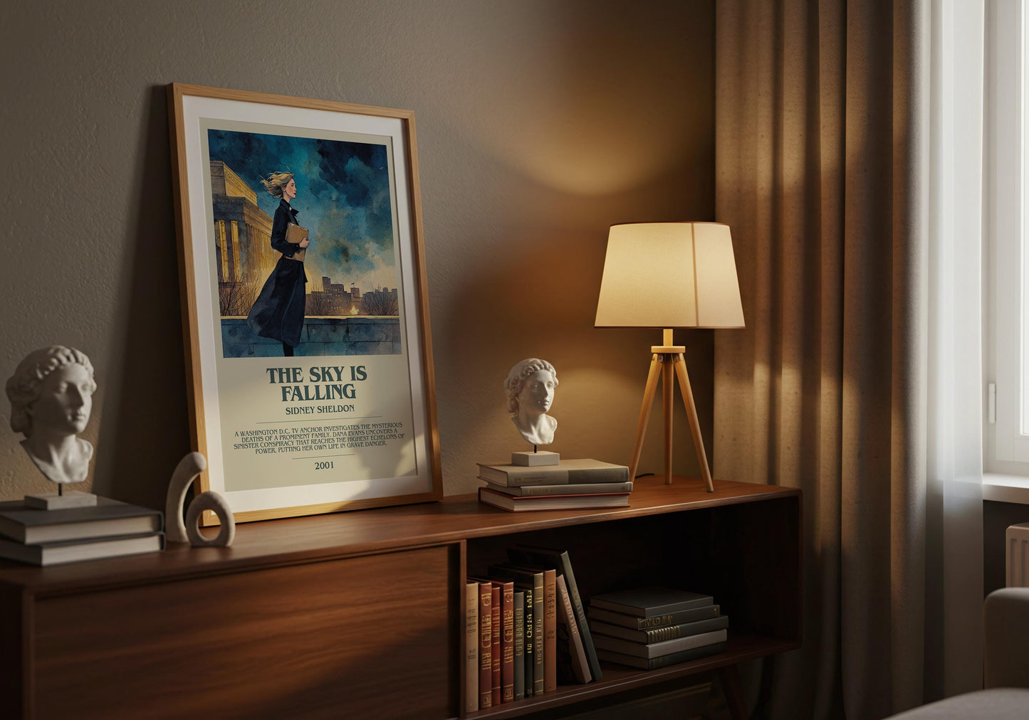 The Sky Is Falling by Sidney Sheldon | Descriptive Book Poster | Modern