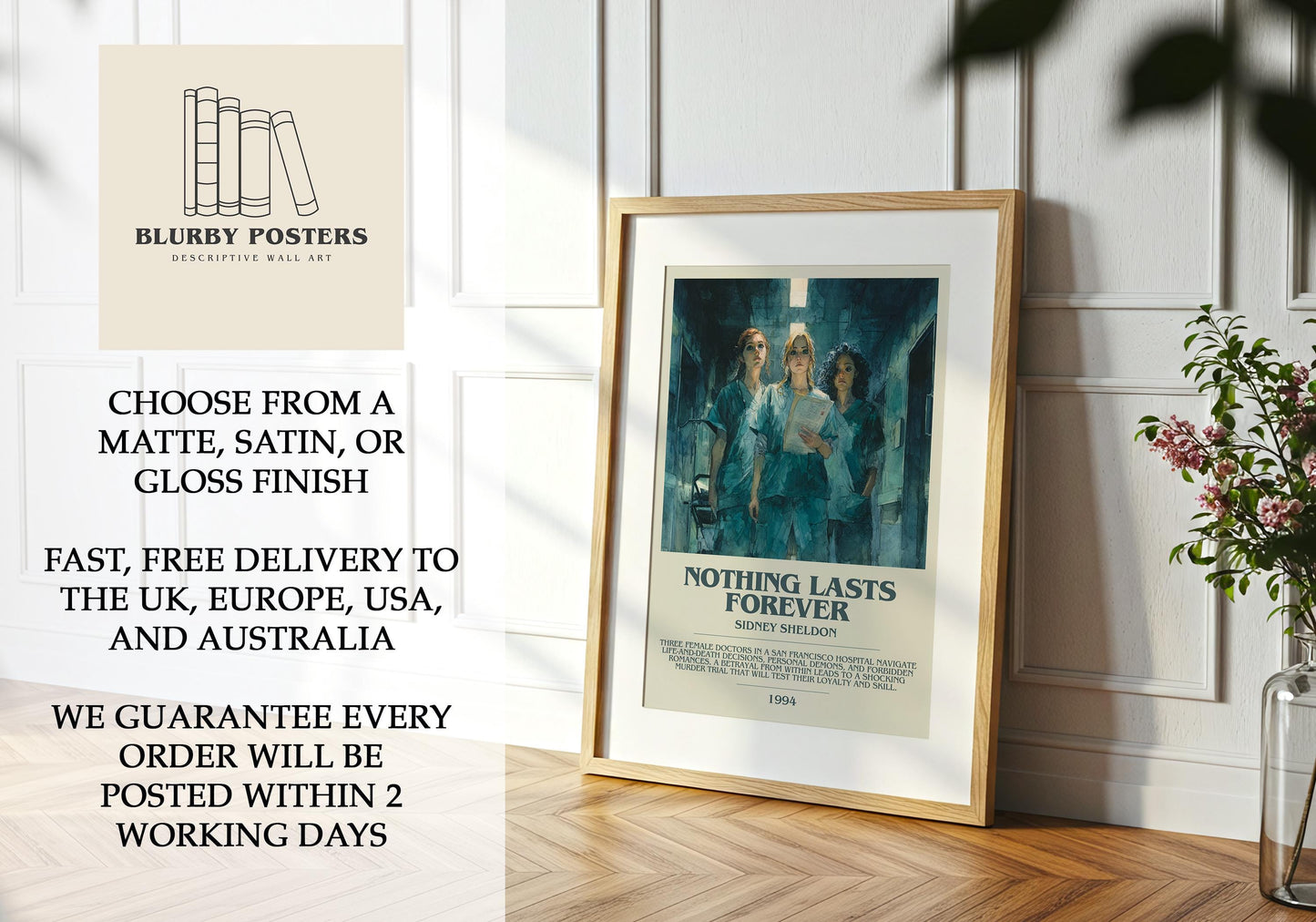Nothing Lasts Forever by Sidney Sheldon | Descriptive Book Poster | Modern