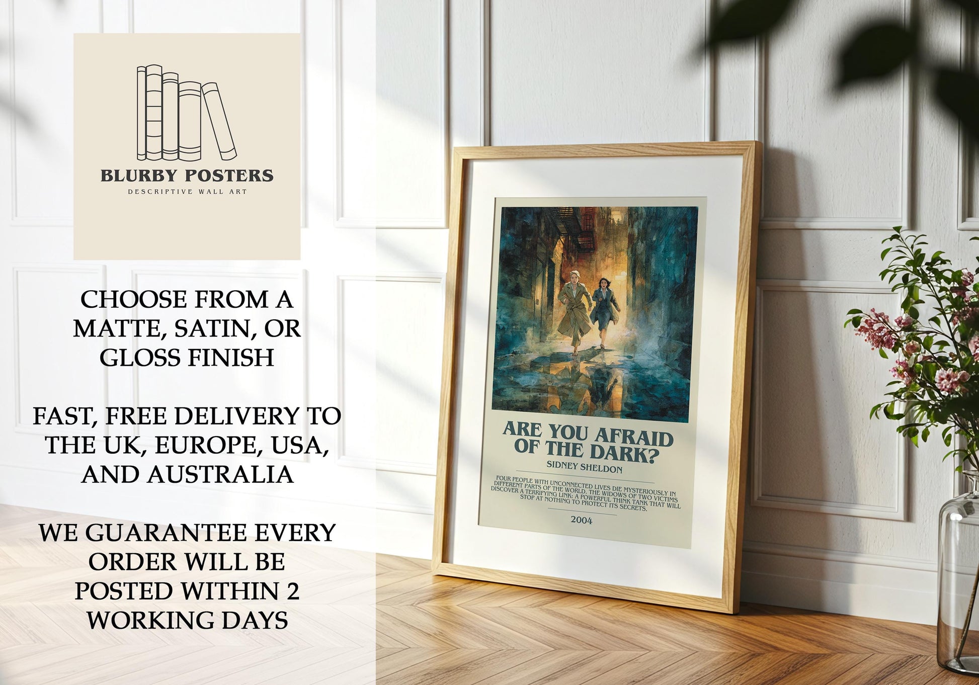 Are You Afraid Of The Dark by Sidney Sheldon | Descriptive Book Poster | Modern